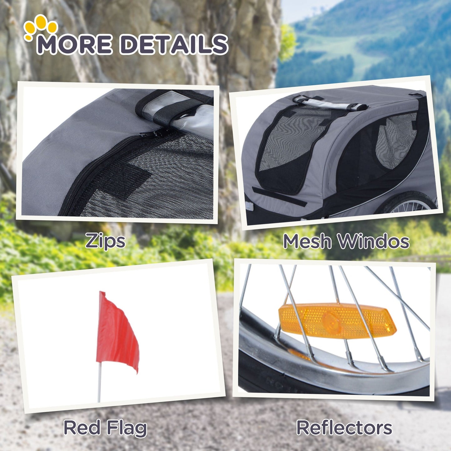 Steel Dog Bike Trailer Pet Cart Carrier for Bicycle Kit Water Resistant with Hitch Coupler Travel Grey and Black