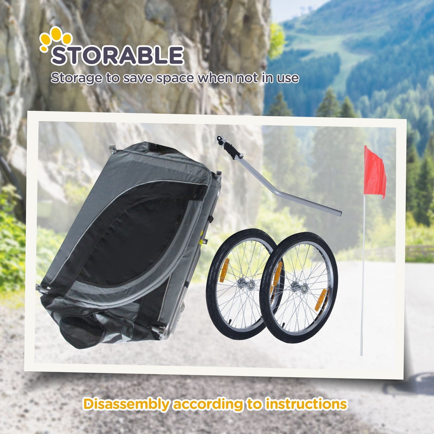 Steel Dog Bike Trailer Pet Cart Carrier for Bicycle Kit Water Resistant with Hitch Coupler Travel Grey and Black
