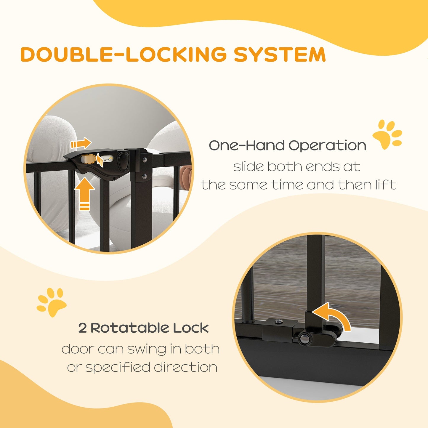 Dog Gate Stair Gate Pressure Fit Pets Barrier Auto Close for Doorway Hallway, 74-94cm Wide Adjustable, Black