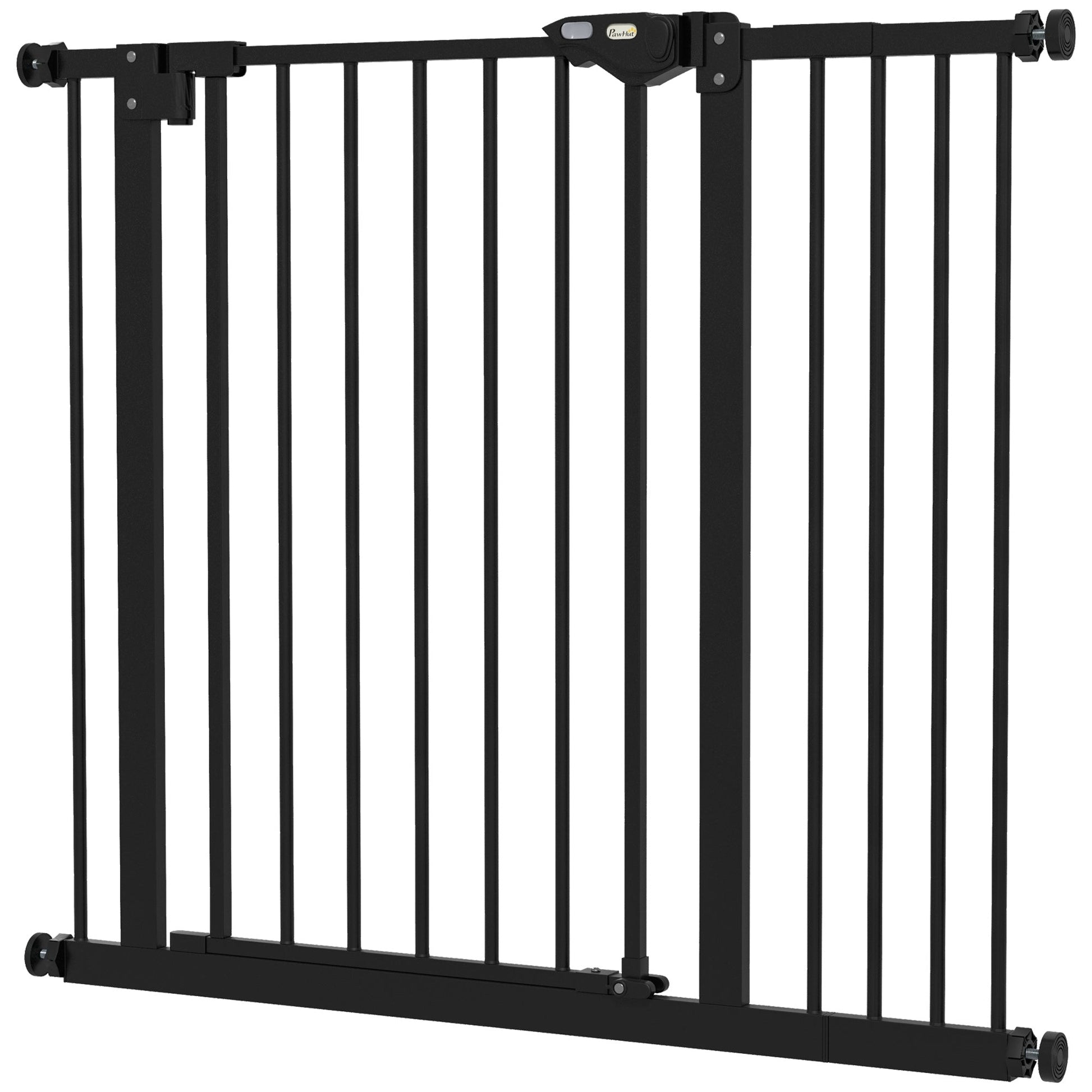 Dog Gate Stair Gate Pressure Fit Pets Barrier Auto Close for Doorway Hallway, 74-94cm Wide Adjustable, Black