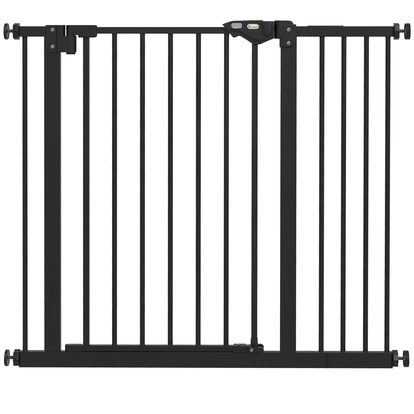Dog Gate Stair Gate Pressure Fit Pets Barrier Auto Close for Doorway Hallway, 74-94cm Wide Adjustable, Black