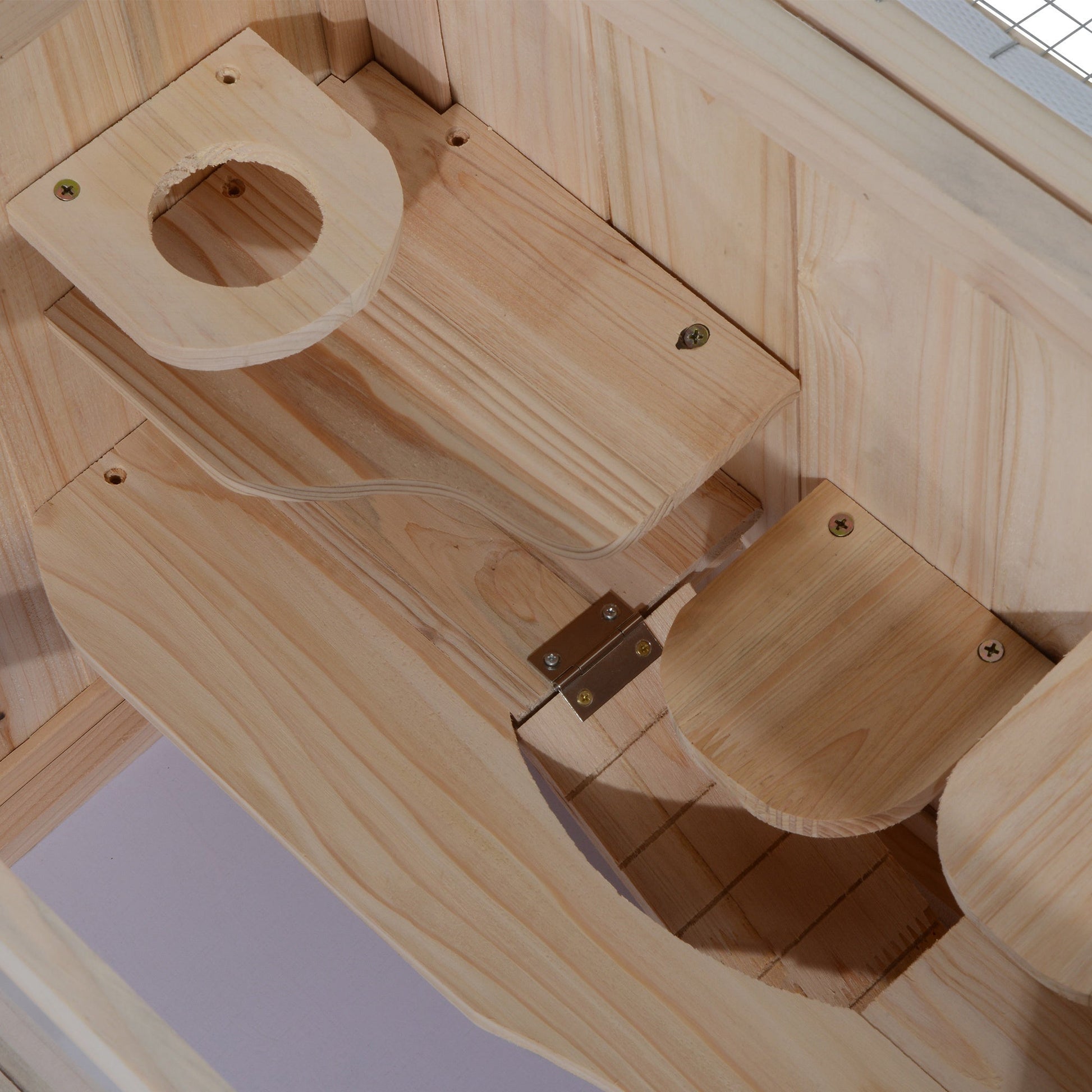 Wooden Hamster Cage Mouse Mice Rodent Small Animals Hutch Exercise Play House 60 x 35 x 42cm, Natural Wood Finish