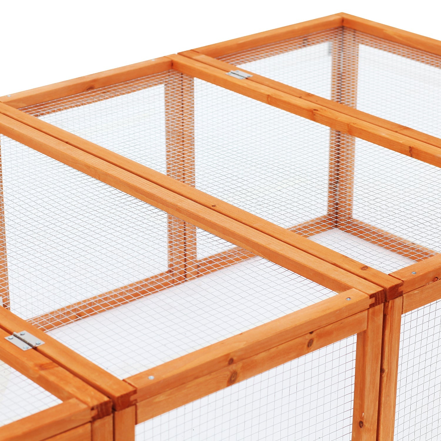 Rabbit Run Wooden Rabbit Hutch Cage 6ft with Wire Mesh, Openable Roof, Play Space for Outdoor, 181 x 100 x 48 cm, Natural Wood Finish