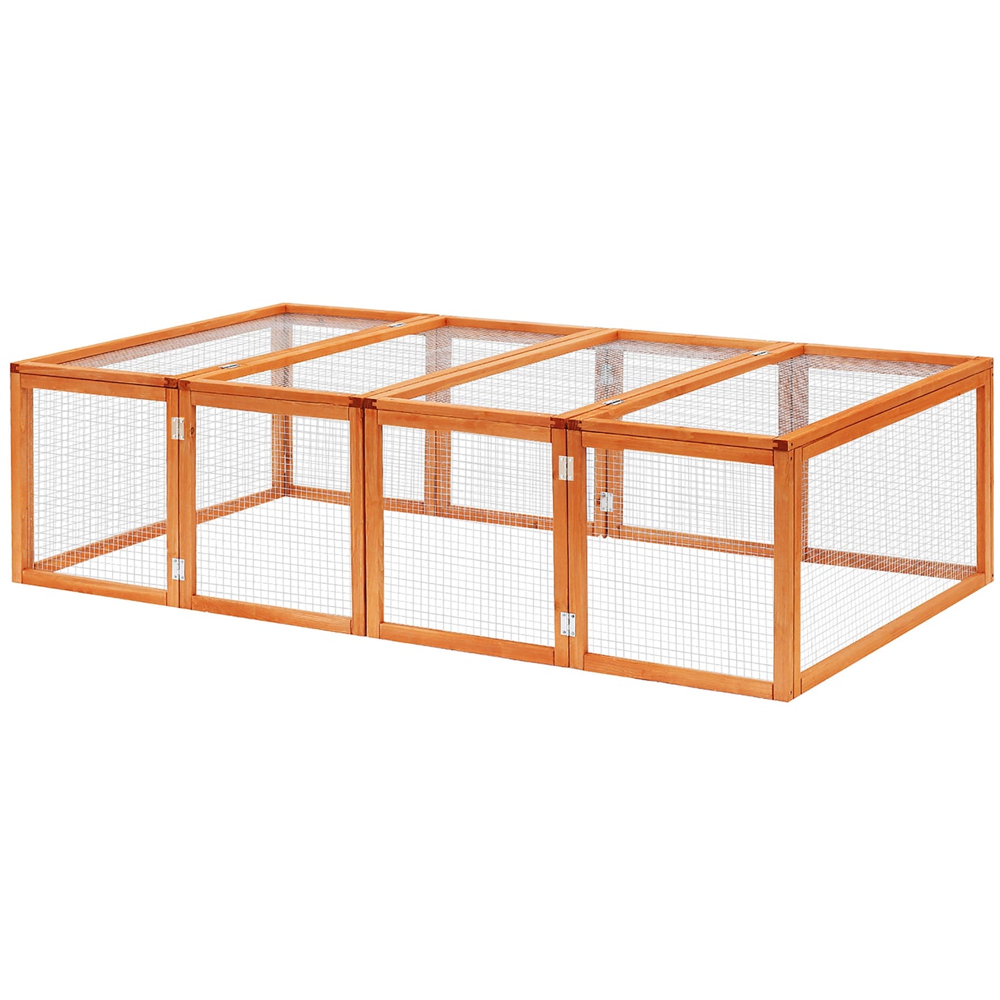 Rabbit Run Wooden Rabbit Hutch Cage 6ft with Wire Mesh, Openable Roof, Play Space for Outdoor, 181 x 100 x 48 cm, Natural Wood Finish