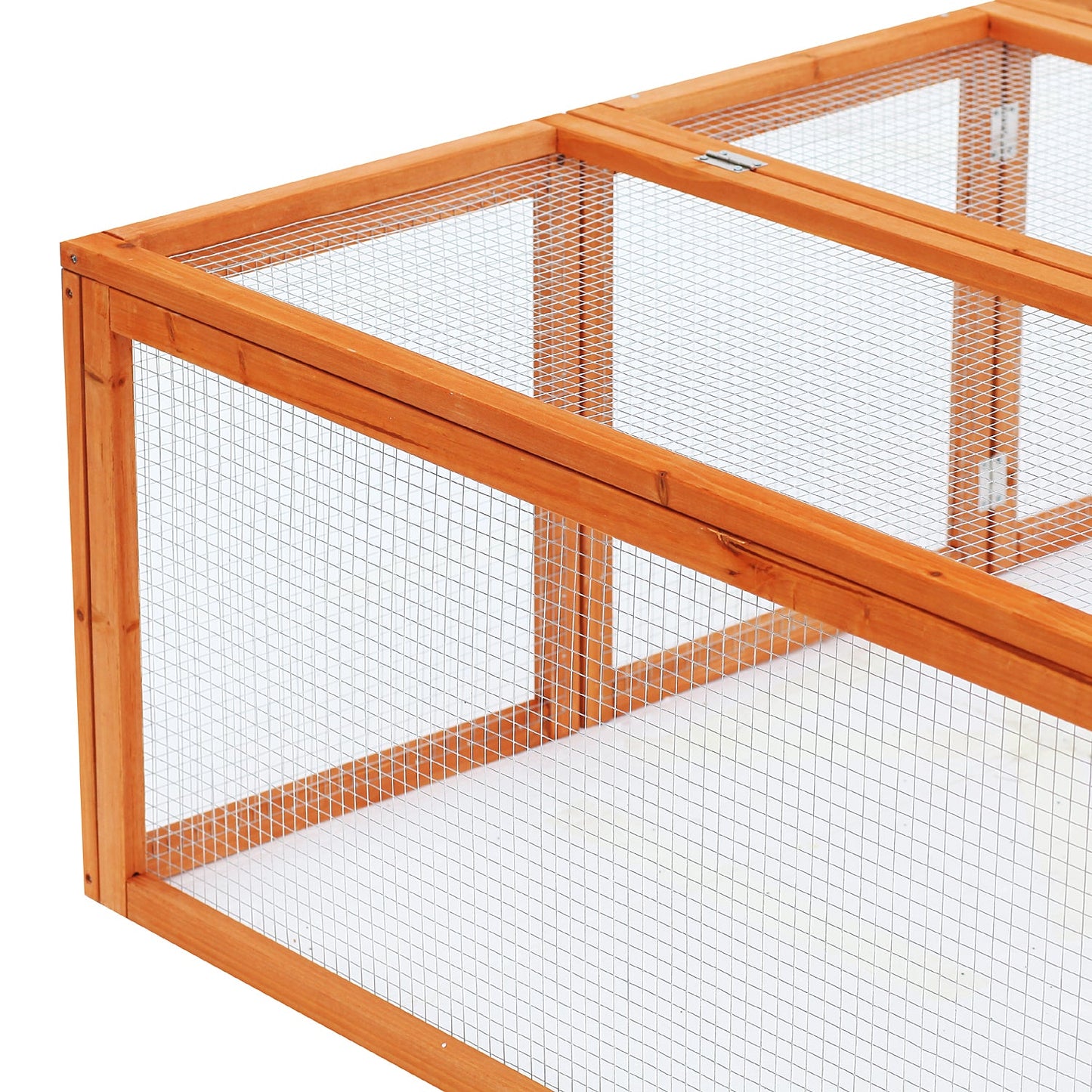 Rabbit Run Wooden Rabbit Hutch Cage 6ft with Wire Mesh, Openable Roof, Play Space for Outdoor, 181 x 100 x 48 cm, Natural Wood Finish