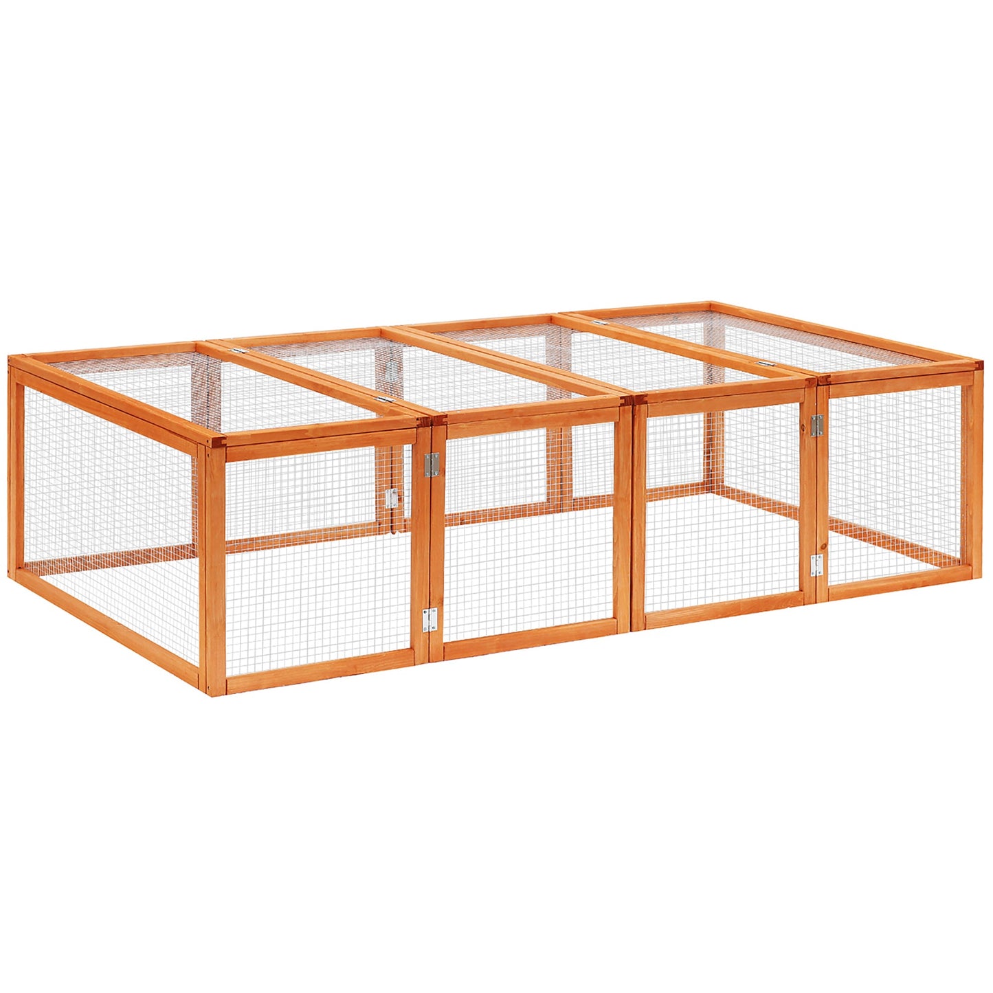 Rabbit Run Wooden Rabbit Hutch Cage 6ft with Wire Mesh, Openable Roof, Play Space for Outdoor, 181 x 100 x 48 cm, Natural Wood Finish