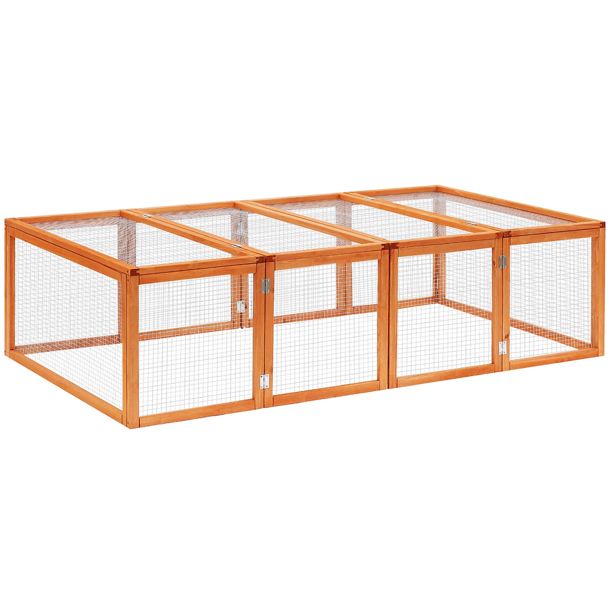 Rabbit Run Wooden Rabbit Hutch Cage 6ft with Wire Mesh, Openable Roof, Play Space for Outdoor, 181 x 100 x 48 cm, Natural Wood Finish