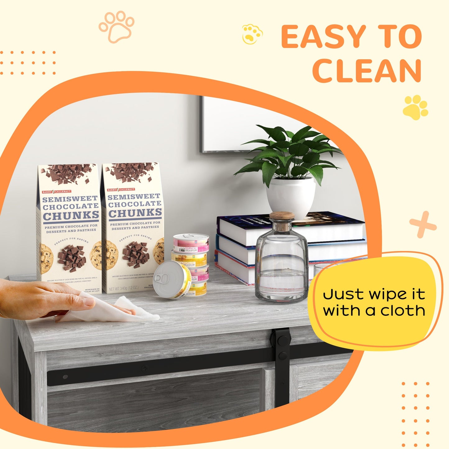 Dog Crate Furniture, Dog House Furniture Style for Medium Breeds, Pet Kennel with Removable Cushion for Indoor Use, 80 x 54 x 57cm, Grey