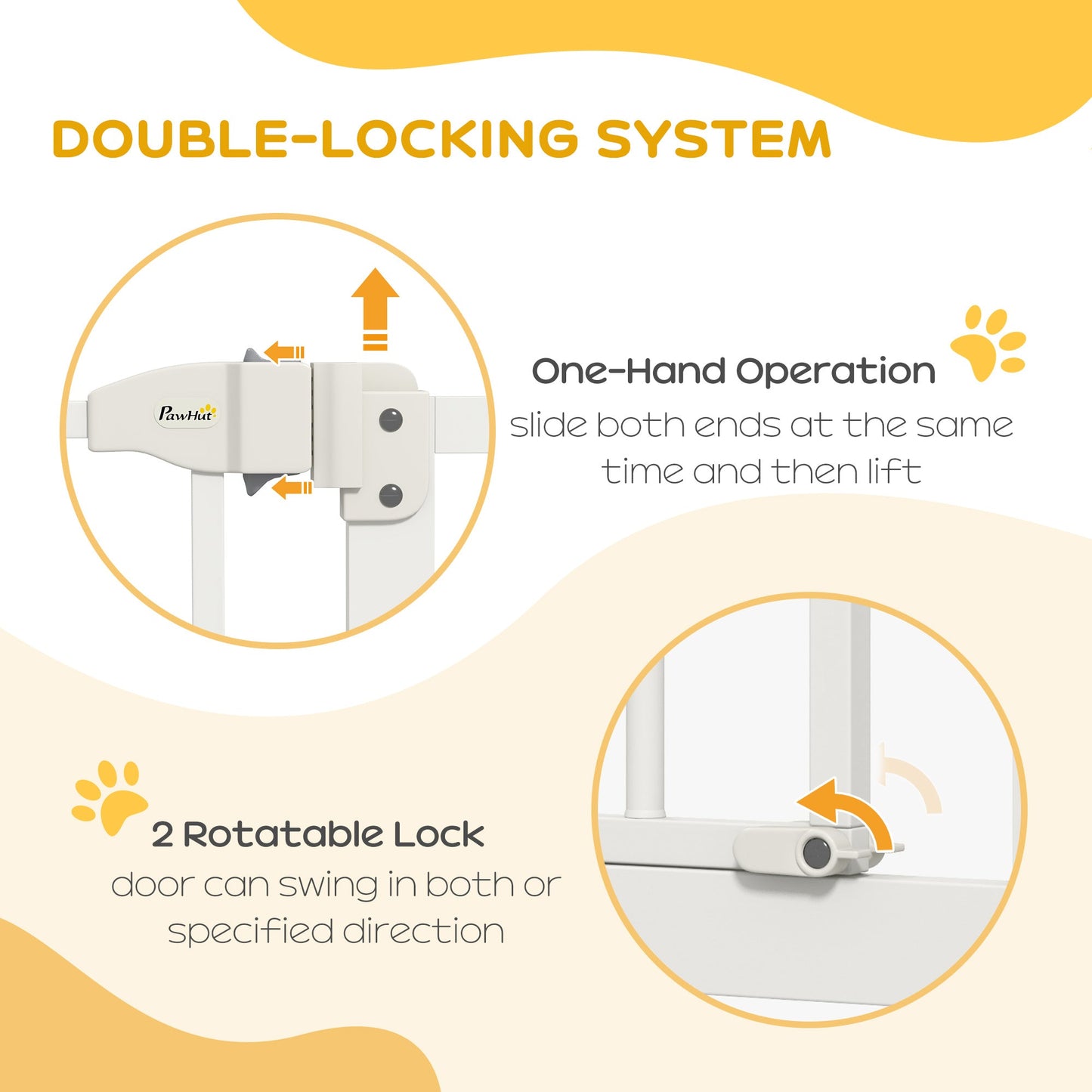 Pressure Fit Dog Stair Gate No Drilling Safety Gate Auto Close for Doorways, Hallways, 74-94cm Adjustable, 78cm Tall, White
