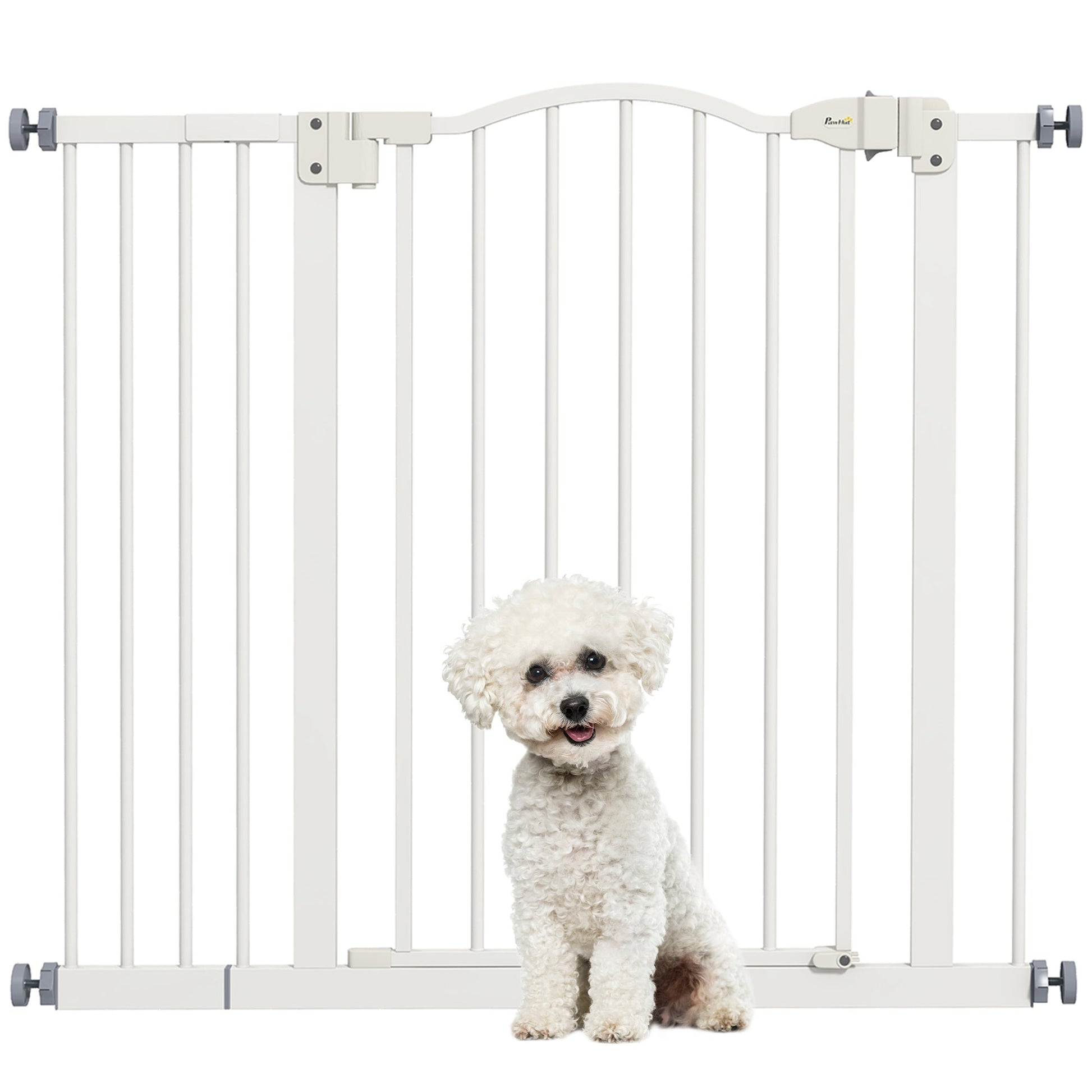 Pressure Fit Dog Stair Gate No Drilling Safety Gate Auto Close for Doorways, Hallways, 74-94cm Adjustable, 78cm Tall, White
