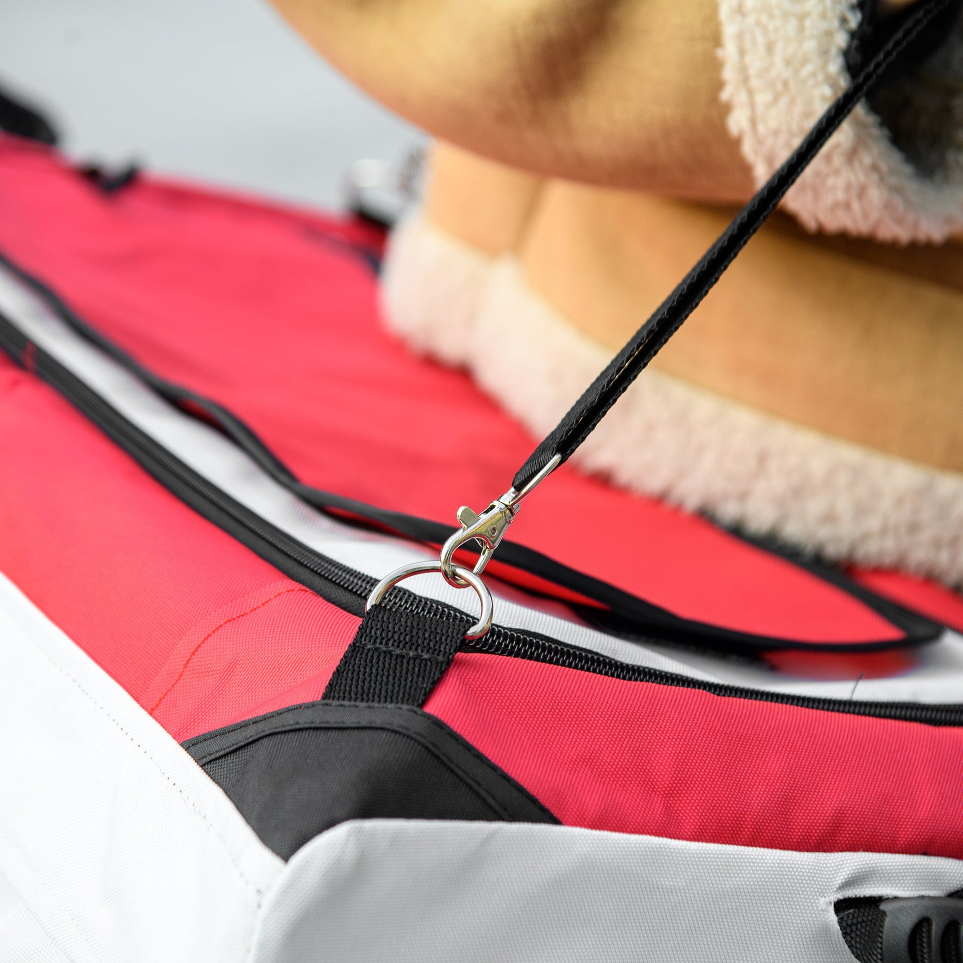 Dog Pram Dog Stroller Pet Pushchair with Detachable Carrier Soft Padding, Safety Leashes, for Mini and Small Dogs - Red