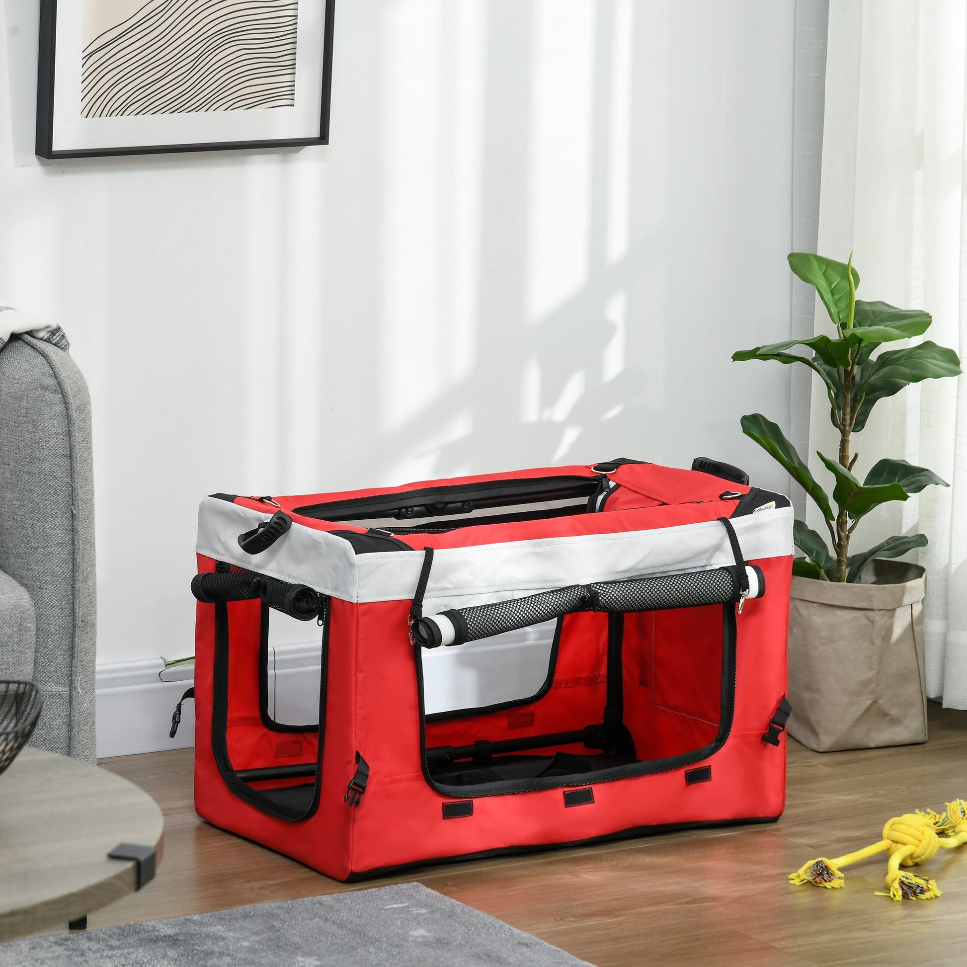 Dog Pram Dog Stroller Pet Pushchair with Detachable Carrier Soft Padding, Safety Leashes, for Mini and Small Dogs - Red