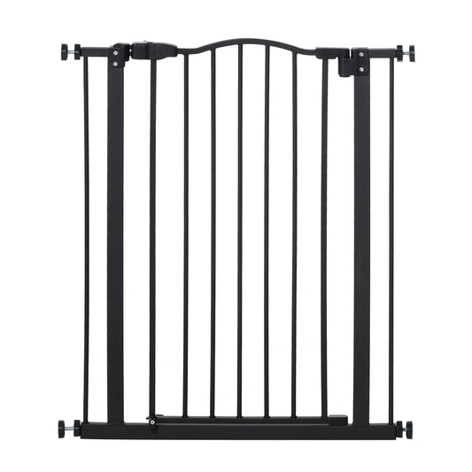 Pressure Fit Dog Stair Gate No Drilling Safety Gate Auto Close for Doorways, Hallways, 74-80cm Adjustable, 94cm Tall, Black