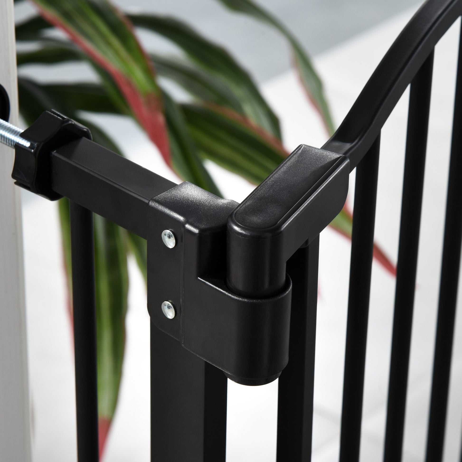 Pressure Fit Dog Stair Gate No Drilling Safety Gate Auto Close for Doorways, Hallways, 74-80cm Adjustable, 94cm Tall, Black