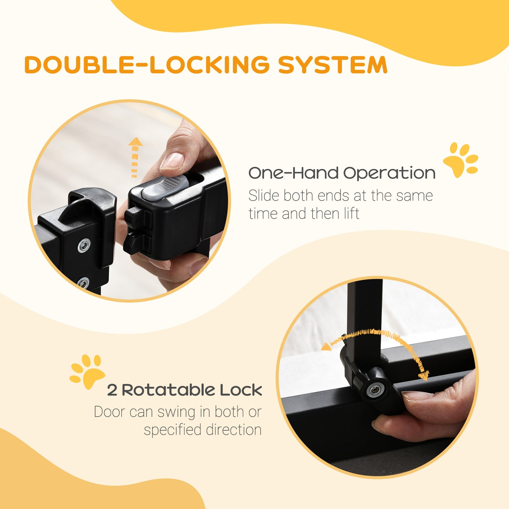 Pressure Fit Dog Stair Gate No Drilling Safety Gate Auto Close for Doorways, Hallways, 74-80cm Adjustable, 94cm Tall, Black