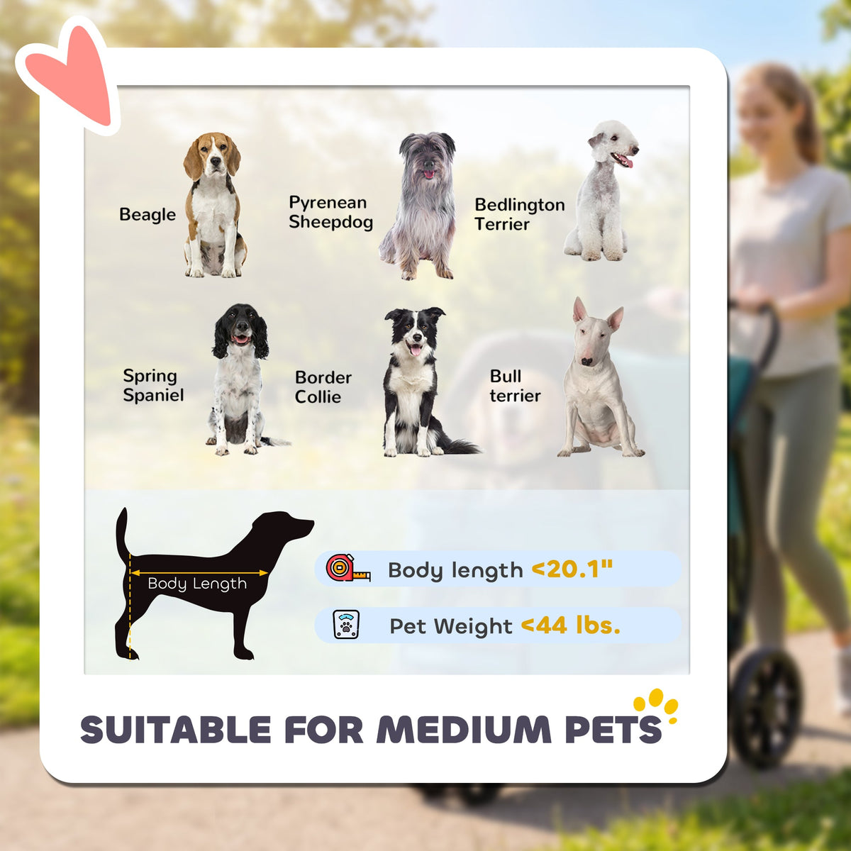 Dog Stroller, 3 Wheels Pet Stroller with Dual Entry, Easy One-Click Quick Fold, Mesh Windows, Washable Cushion, Pet Travel Buggy for Small and Medium Dogs and Cats, Dark Green
