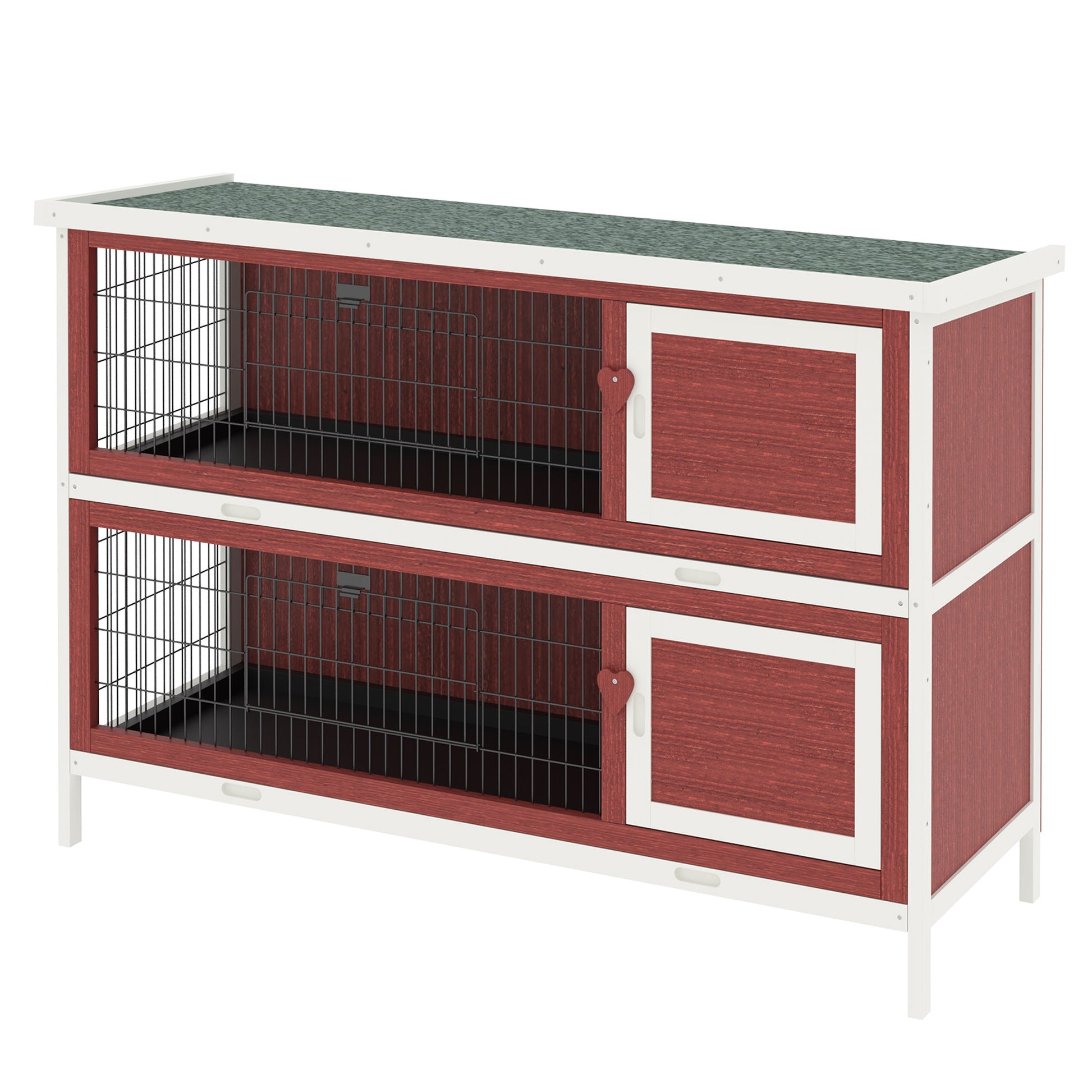 Rabbit Hutch Outdoor 2-Tier Guinea Pig Cage Bunny House Cage with No-Leak Trays for Indoor and Outdoor 136 x 50 x 93cm