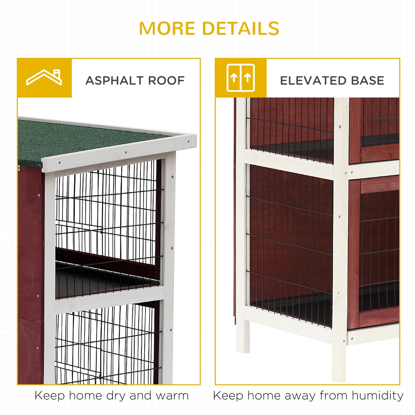 Rabbit Hutch Outdoor 2-Tier Guinea Pig Cage Bunny House Cage with No-Leak Trays for Indoor and Outdoor 136 x 50 x 93cm