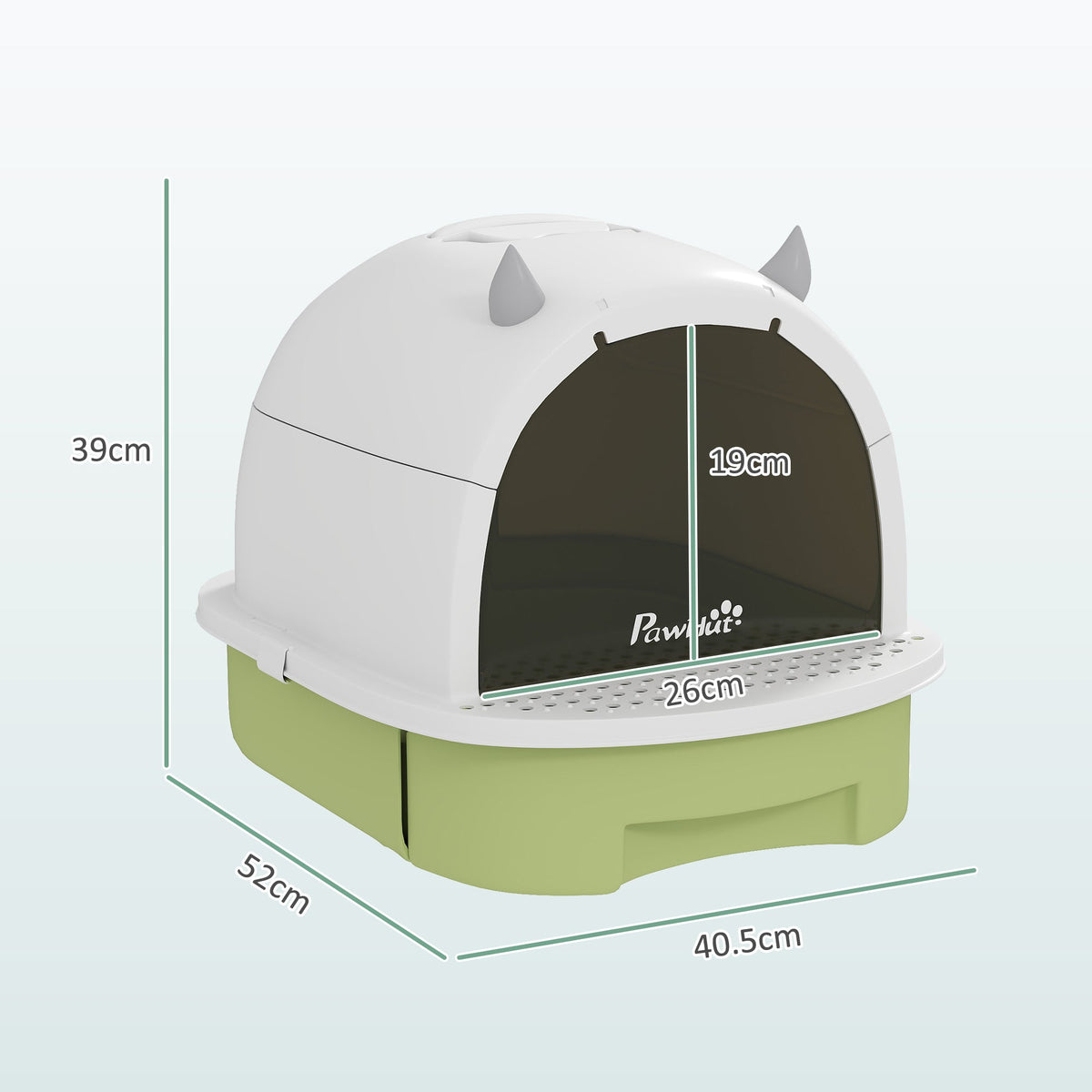 Cat Litter Tray with Lid, Enclosed Cat Litter Box with Pull-Out Drawer, Scoop, Deodorising Bags for Odour Control, Privacy, Portable, Easy to Clean, Green
