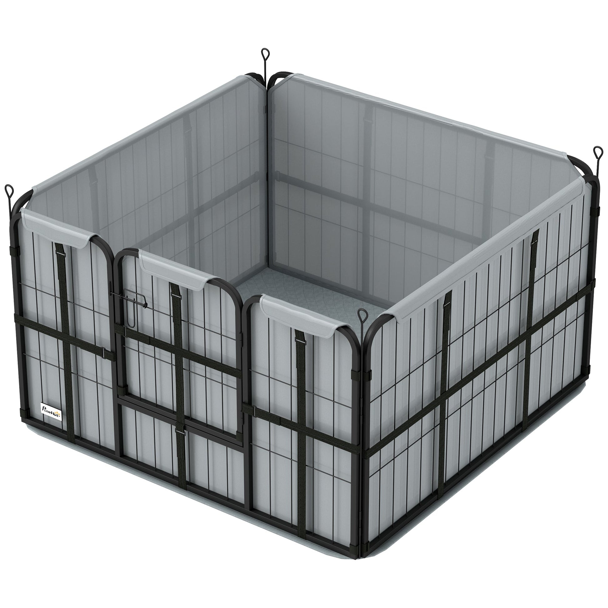 Whelping Box for Dogs and Puppies, 4 Panel Whelping Pen with Washable Whelping Pad, Wind-Resistant Cloth, Lockable Door, Dog Playpen for Indoor, Outdoor, for Small and Medium Breeds