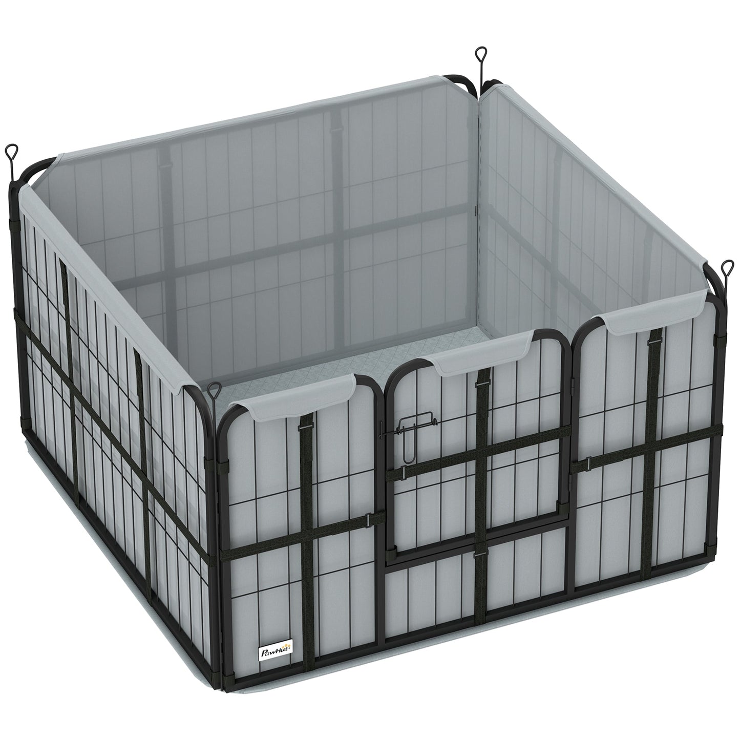 Whelping Box for Dogs and Puppies, 4 Panel Whelping Pen with Washable Whelping Pad, Wind-Resistant Cloth, Lockable Door, Dog Playpen for Indoor, Outdoor, for Small and Medium Breeds