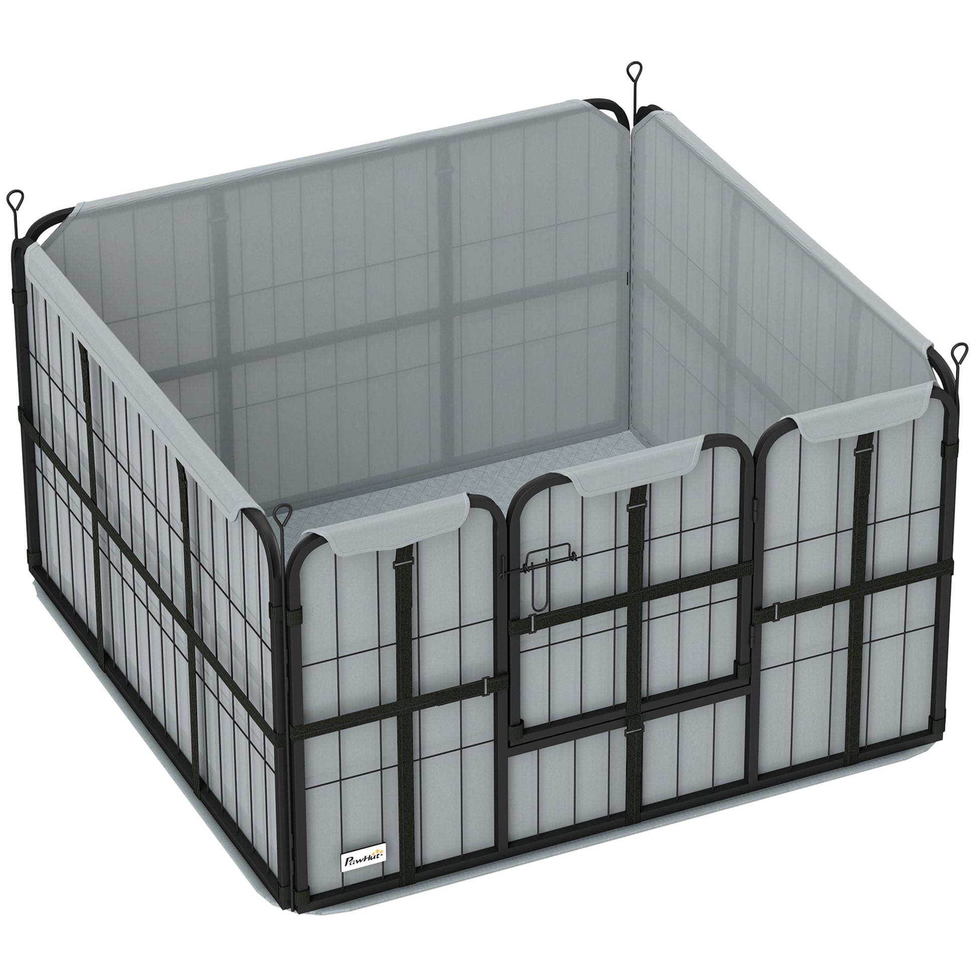 Whelping Box for Dogs and Puppies, 4 Panel Whelping Pen with Washable Whelping Pad, Wind-Resistant Cloth, Lockable Door, Dog Playpen for Indoor, Outdoor, for Small and Medium Breeds