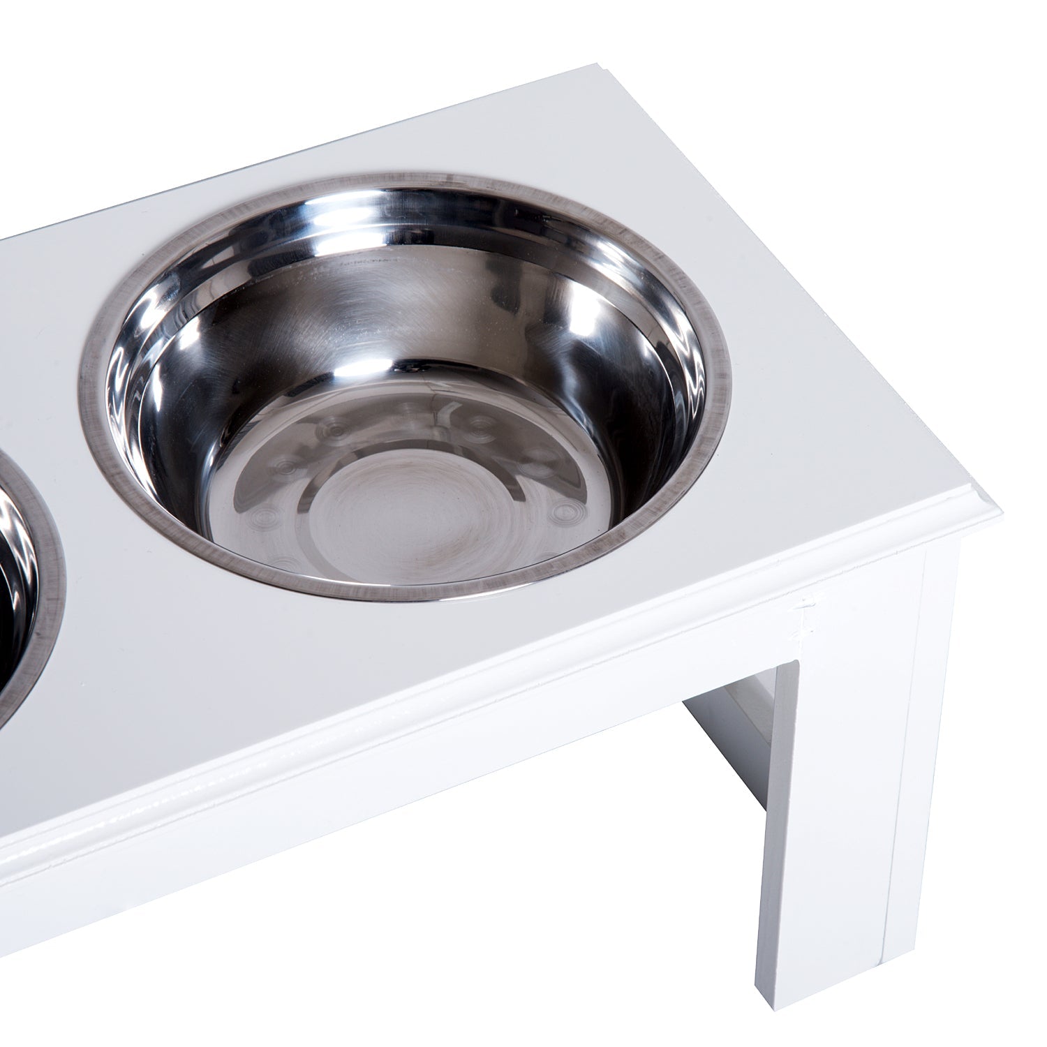 Raised Dog Bowl Feeding Bowls with Stand for Medium Dogs Elevated Pet Bowls Water Food Feeder 58L x 31W x 25H cm - White