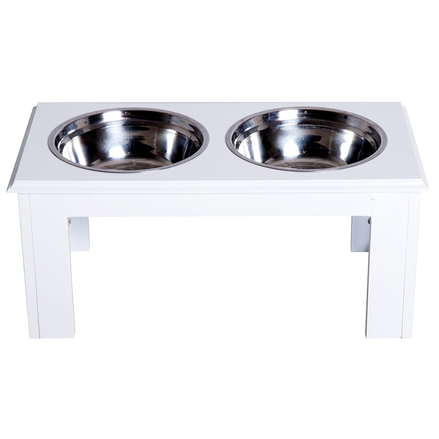 Raised Dog Bowl Feeding Bowls with Stand for Medium Dogs Elevated Pet Bowls Water Food Feeder 58L x 31W x 25H cm - White