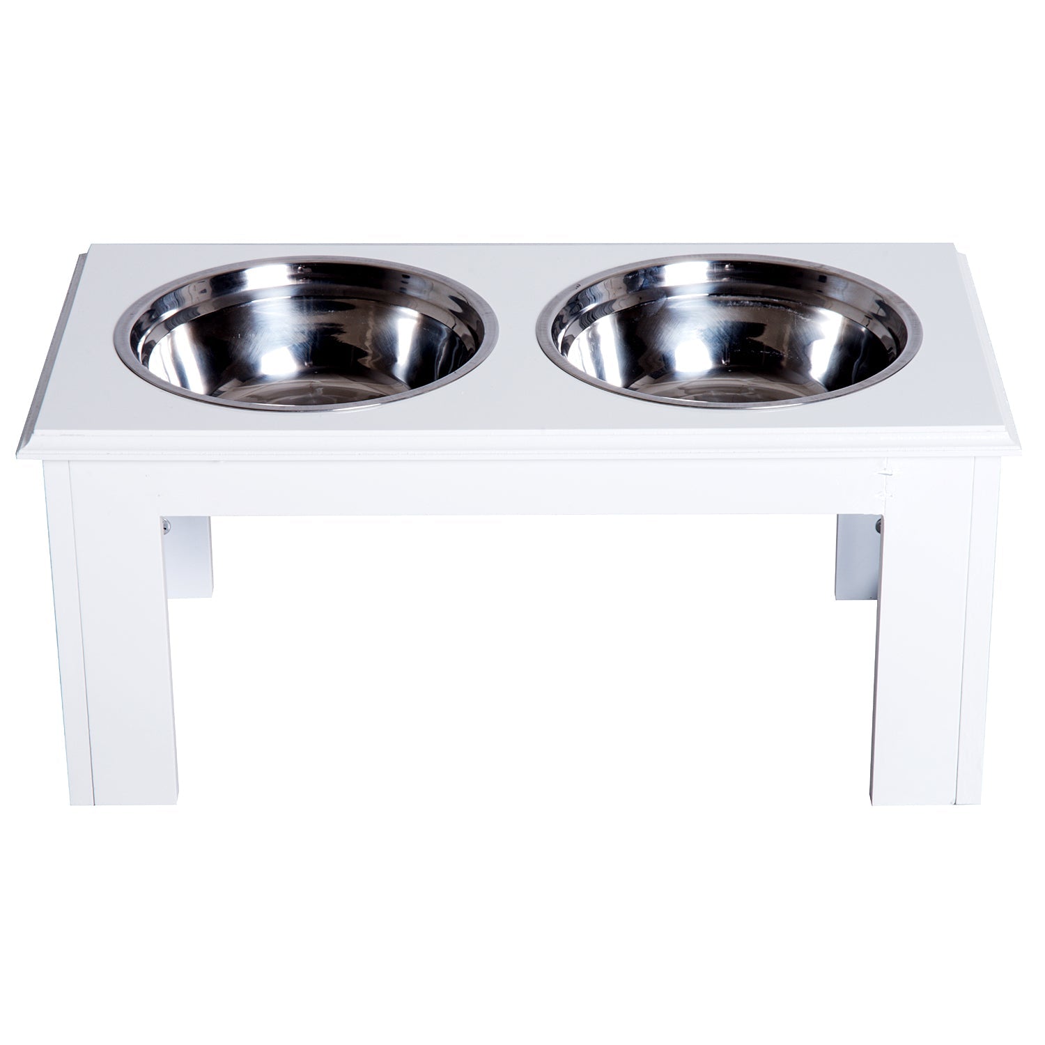 Raised Dog Bowl Feeding Bowls with Stand for Medium Dogs Elevated Pet Bowls Water Food Feeder 58L x 31W x 25H cm - White