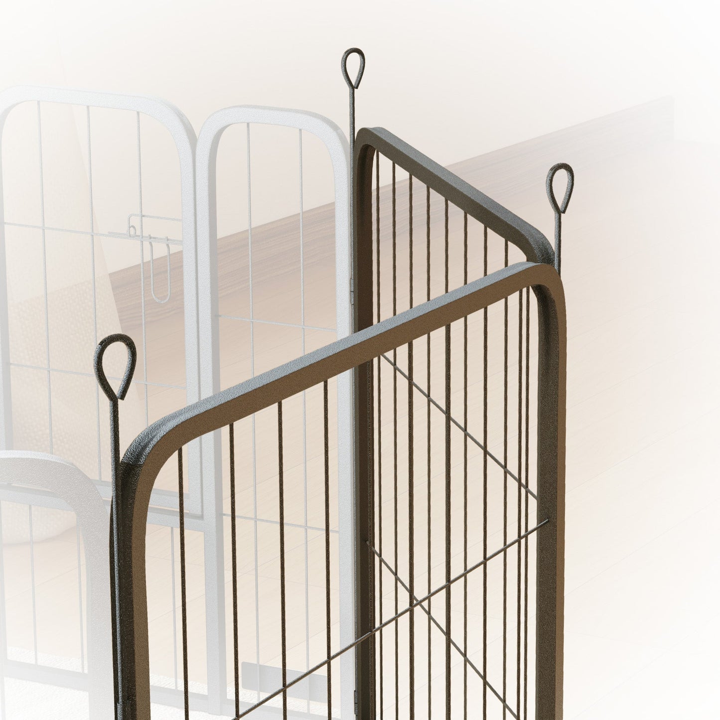 Dog Pen, 2 Panel Puppy Pen, Portable, Detachable, For Small Dogs, 60cm Tall, Black