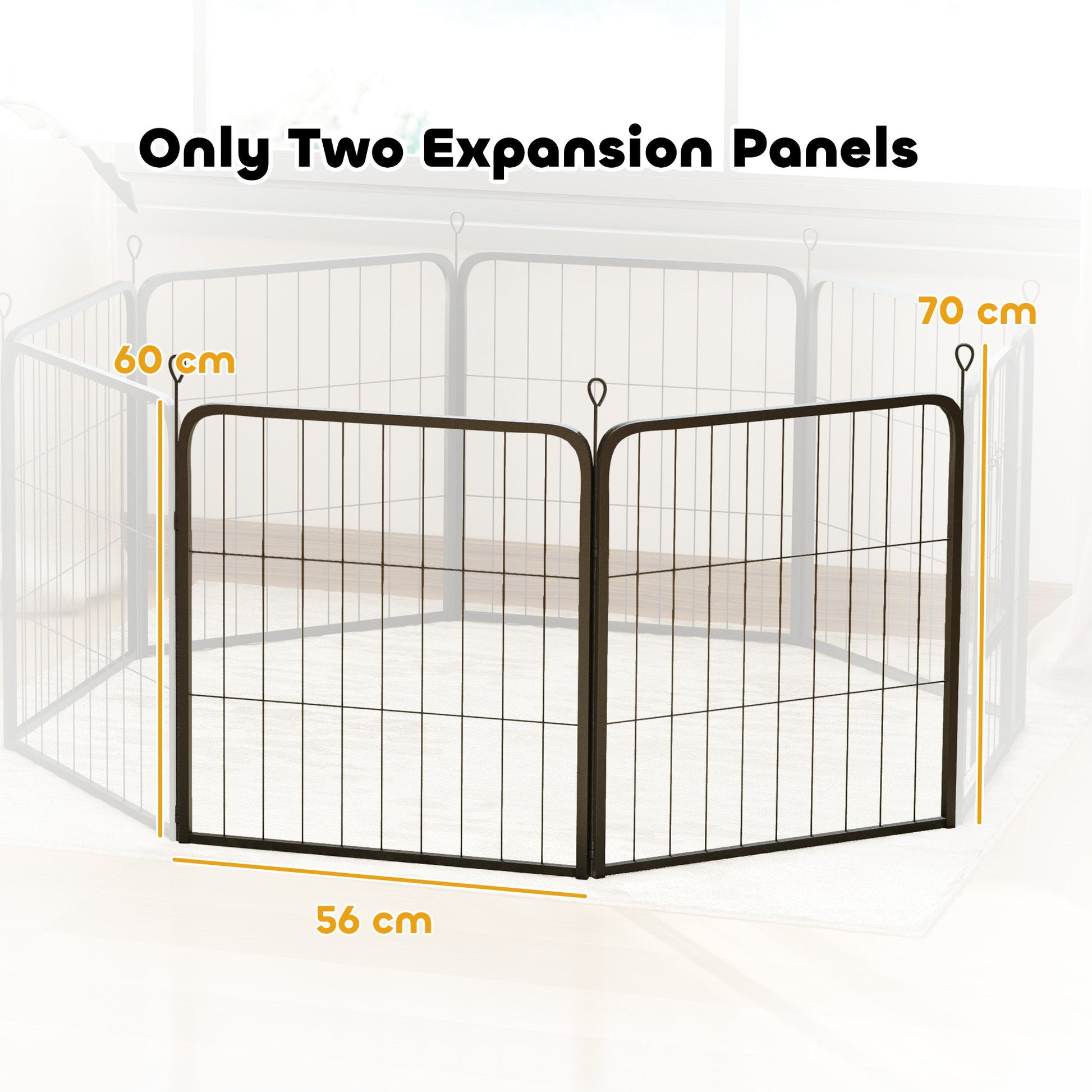 Dog Pen, 2 Panel Puppy Pen, Portable, Detachable, For Small Dogs, 60cm Tall, Black