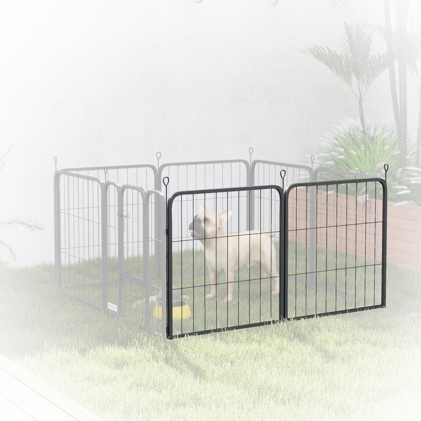 Dog Pen, 2 Panel Puppy Pen, Portable, Detachable, For Small Dogs, 60cm Tall, Black