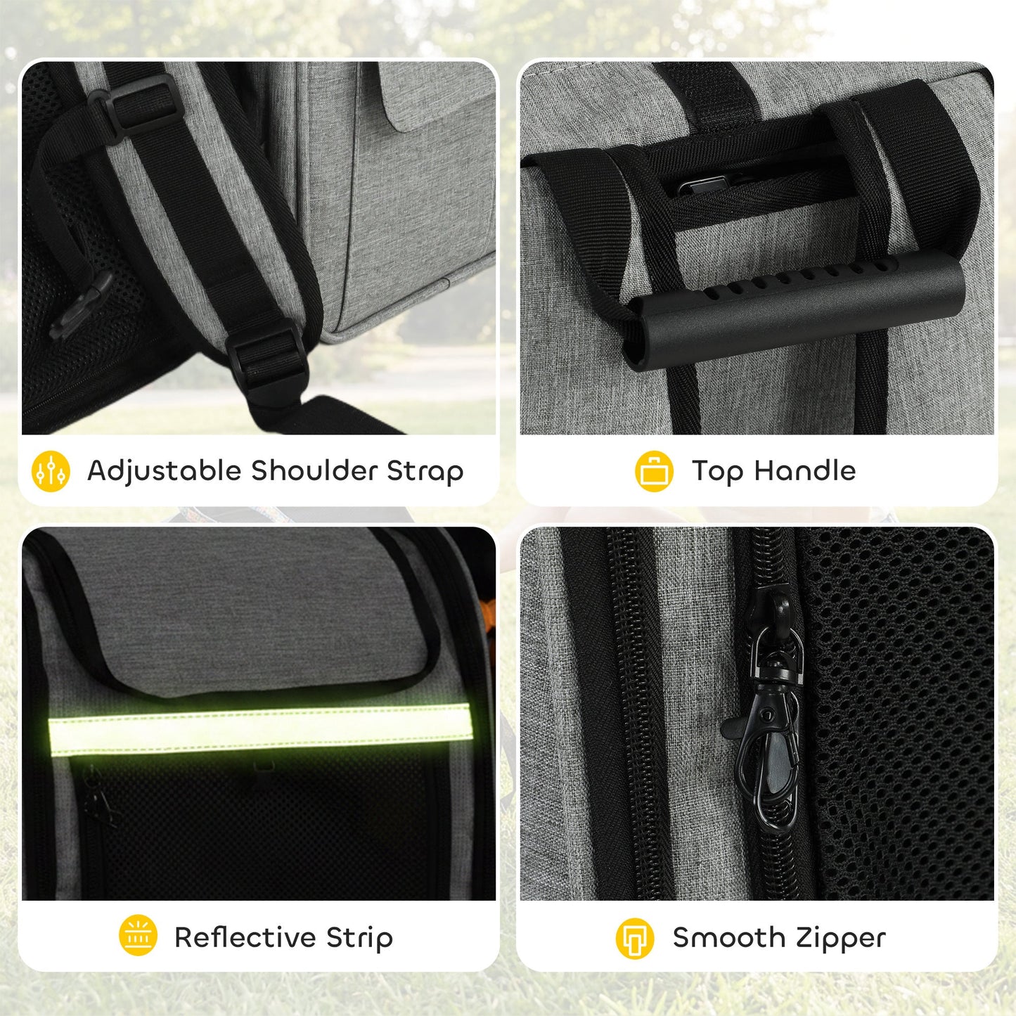 Dog Carrier Backpack Expandable, Breathable Pet Carrier Bag for Small Puppy Cat with Reflective Strip and 5 Pockets, for Travel Hiking Walking Camping, Light Grey
