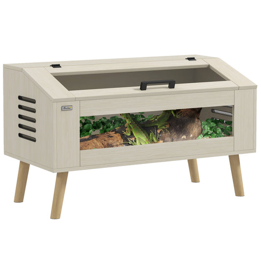 140L Reptile Vivarium Terrarium with Tempered Glass Windows, Openable Top for Snake Lizards, Horned Frogs, Chameleons, Hamsters, Gerbils, 100 x 50 x 60cm