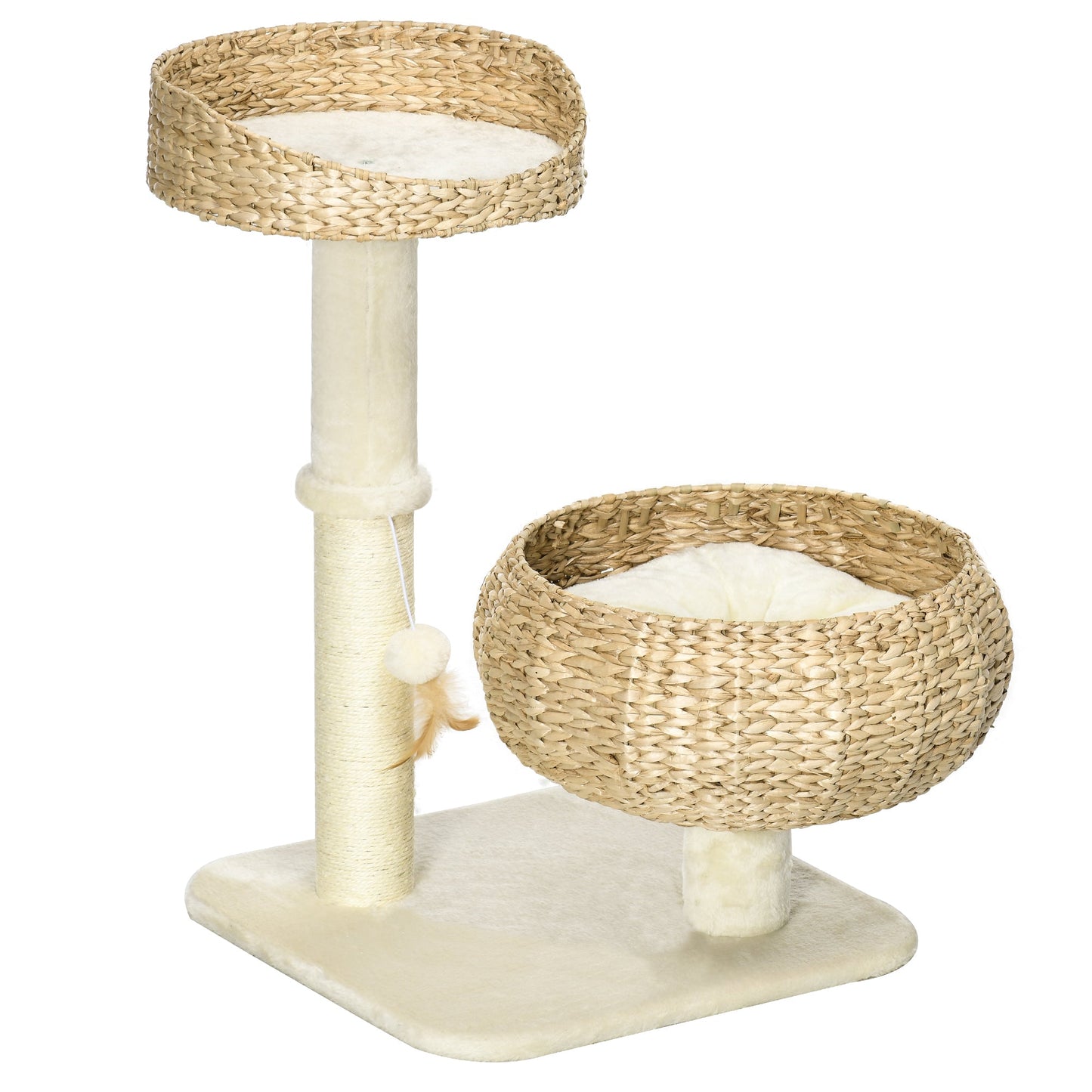 72cm Cat Tree for Indoor Cats with 2 Beds, Kitten Tower with Scratching Post, Toy Ball - Beige