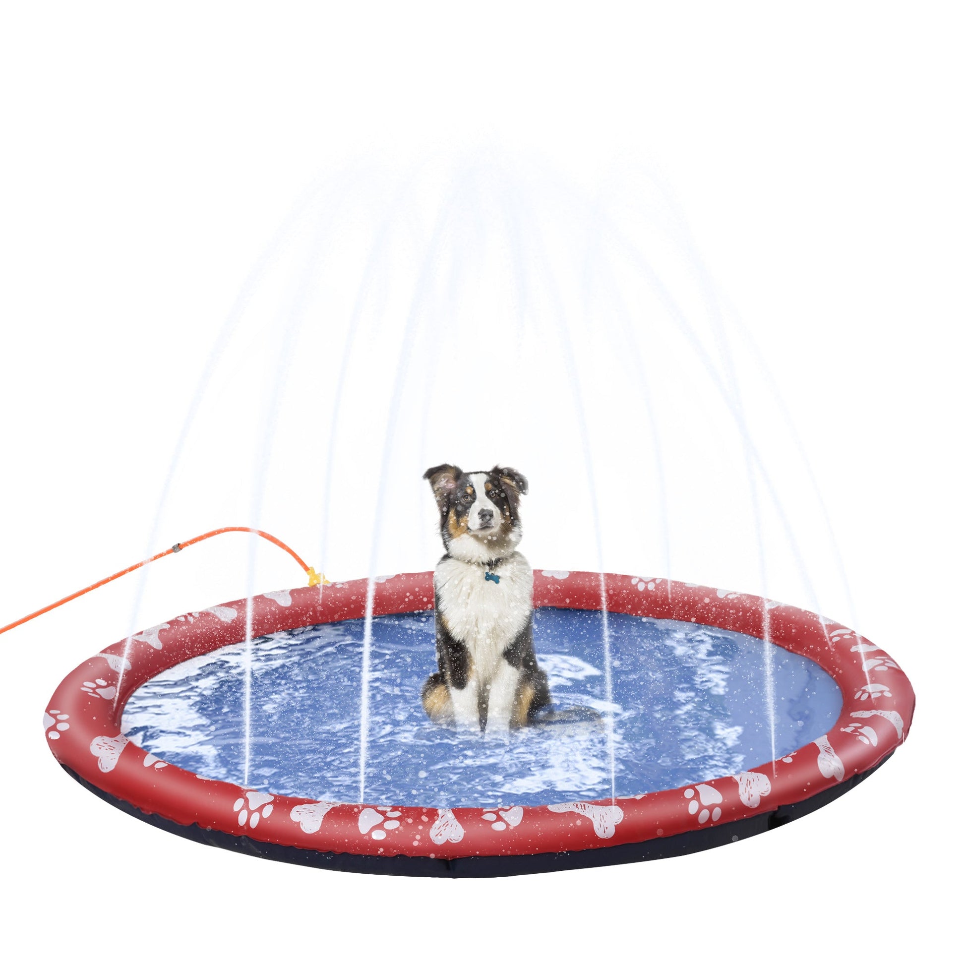 Dog Splash Pad, Pet Sprinkler Mat, Non-Slip Dog Paddling Pool, Foldable Outdoor Sprinkler and Splash Mat Water Play for Garden, Patio, Summer Fun, 170 cm