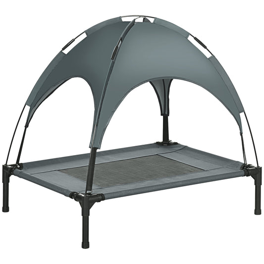 Raised Dog Bed Waterproof Elevated Pet Cot with Breathable Mesh UV Protection Canopy Grey, for Medium Dogs, 76 x 61 x 73cm