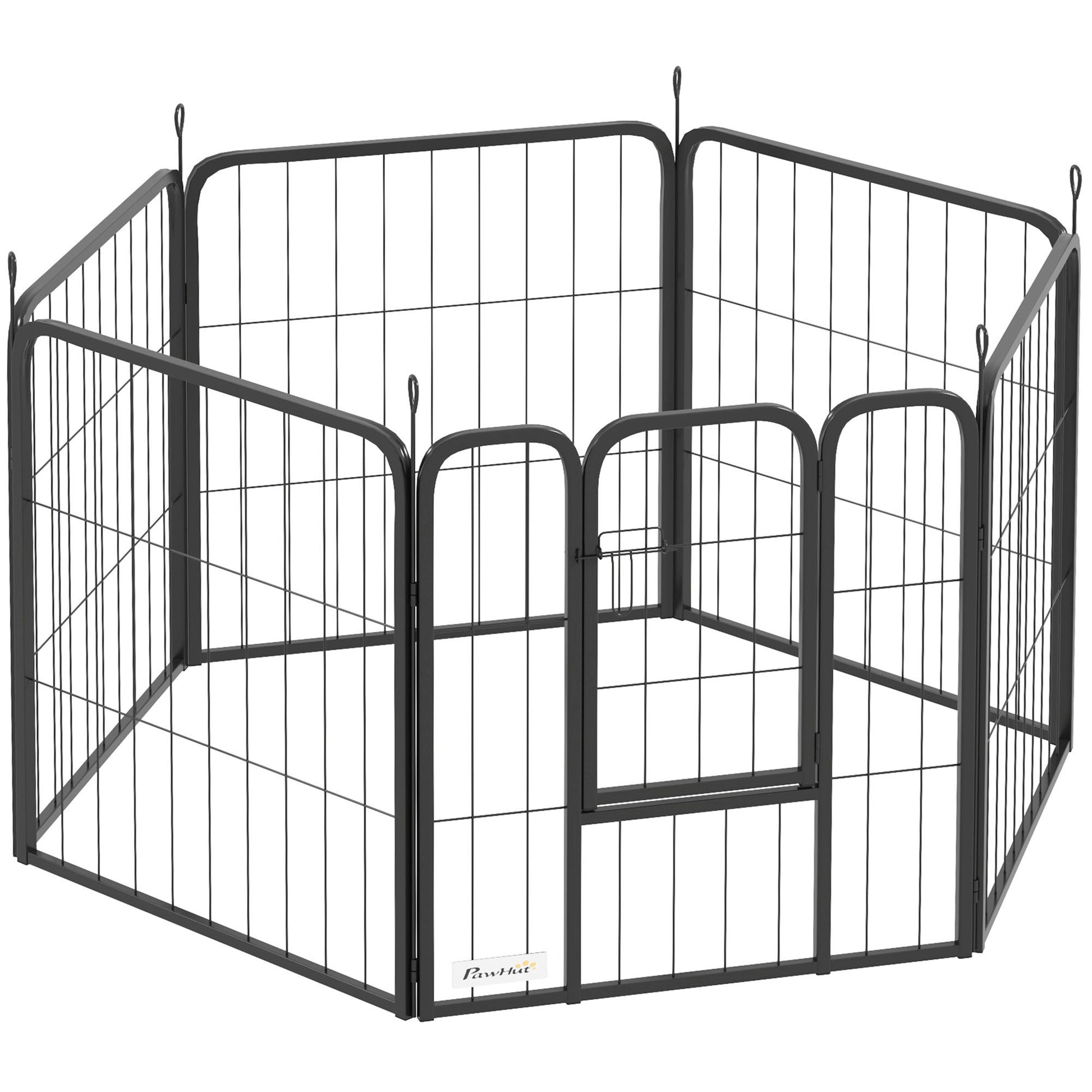 Dog Pen, 6 Panel Puppy Pen, Steel Dog Playpen, for Small Breeds, 60cm Tall, Black