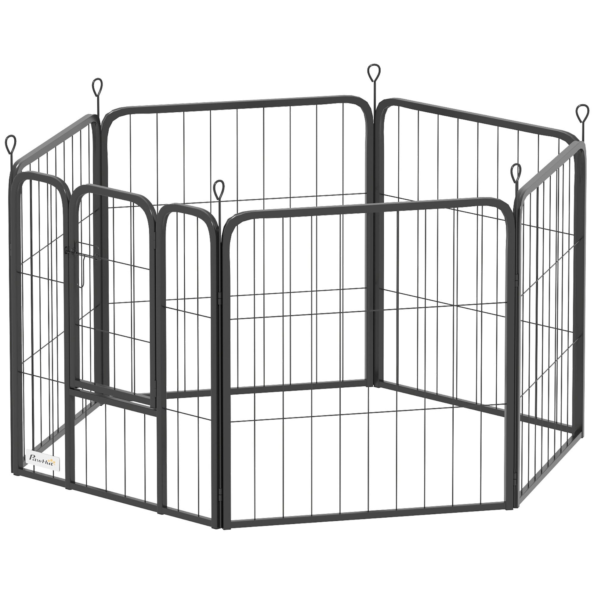Dog Pen, 6 Panel Puppy Pen, Steel Dog Playpen, for Small Breeds, 60cm Tall, Black