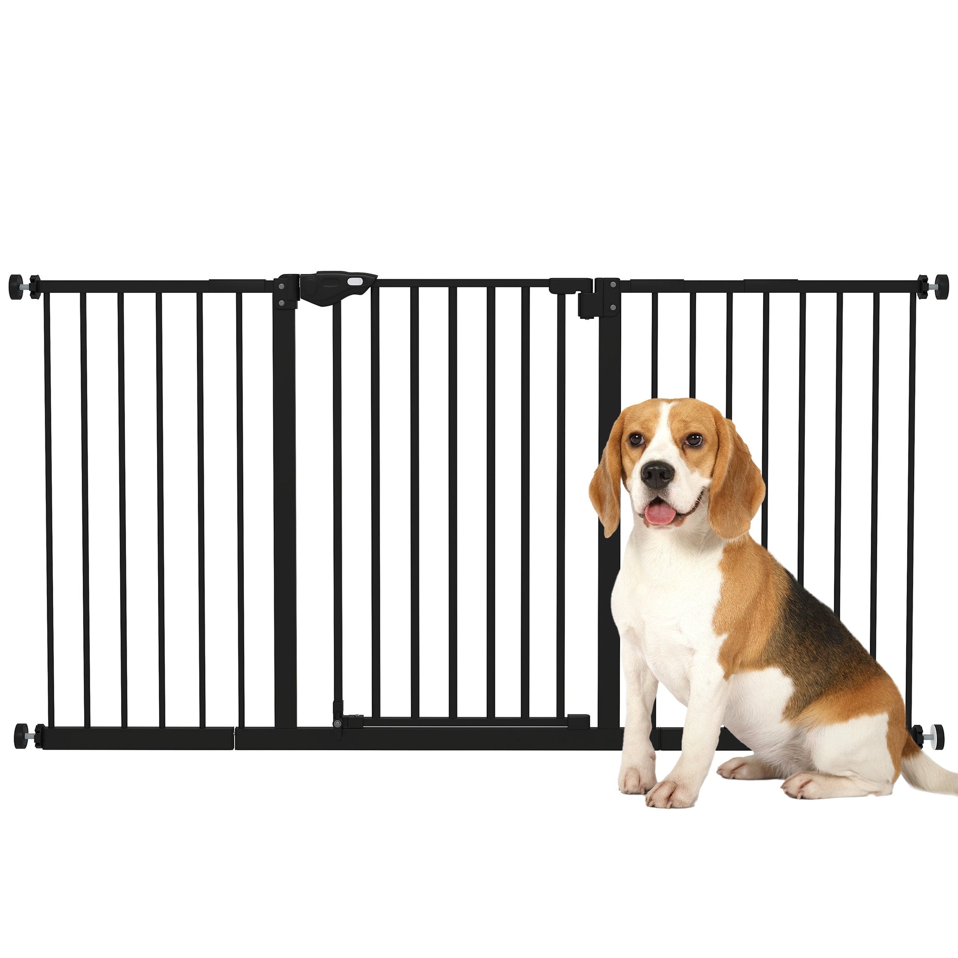 Dog Gate Stair Gate Pressure Fit Pets Barrier Auto Close for Doorway Hallway, 74-148cm Wide Adjustable, Black