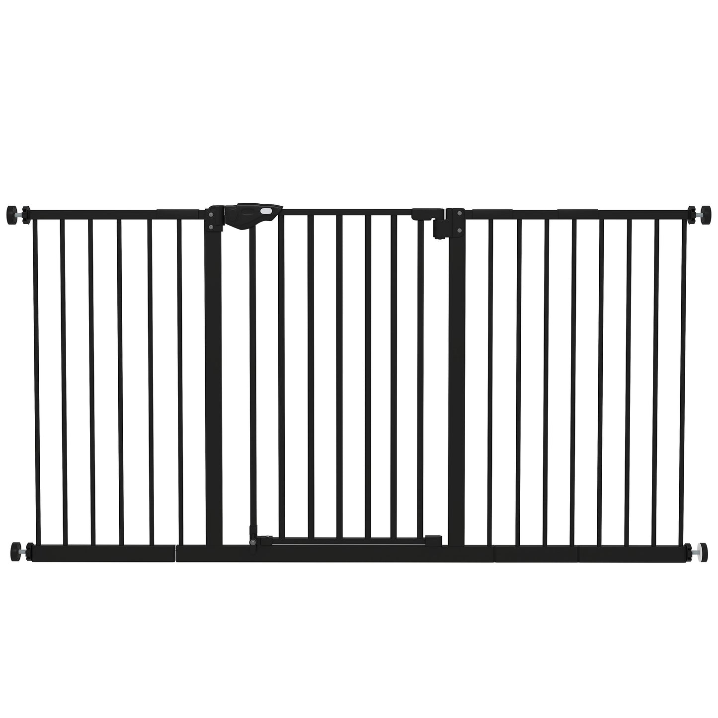 Dog Gate Stair Gate Pressure Fit Pets Barrier Auto Close for Doorway Hallway, 74-148cm Wide Adjustable, Black