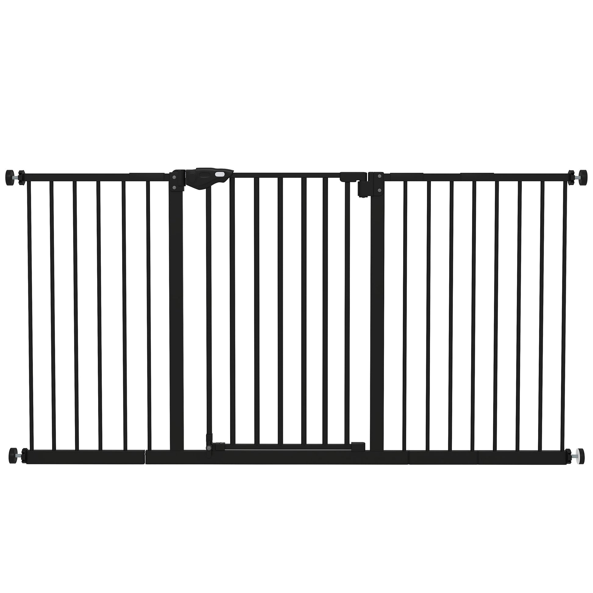 Dog Gate Stair Gate Pressure Fit Pets Barrier Auto Close for Doorway Hallway, 74-148cm Wide Adjustable, Black