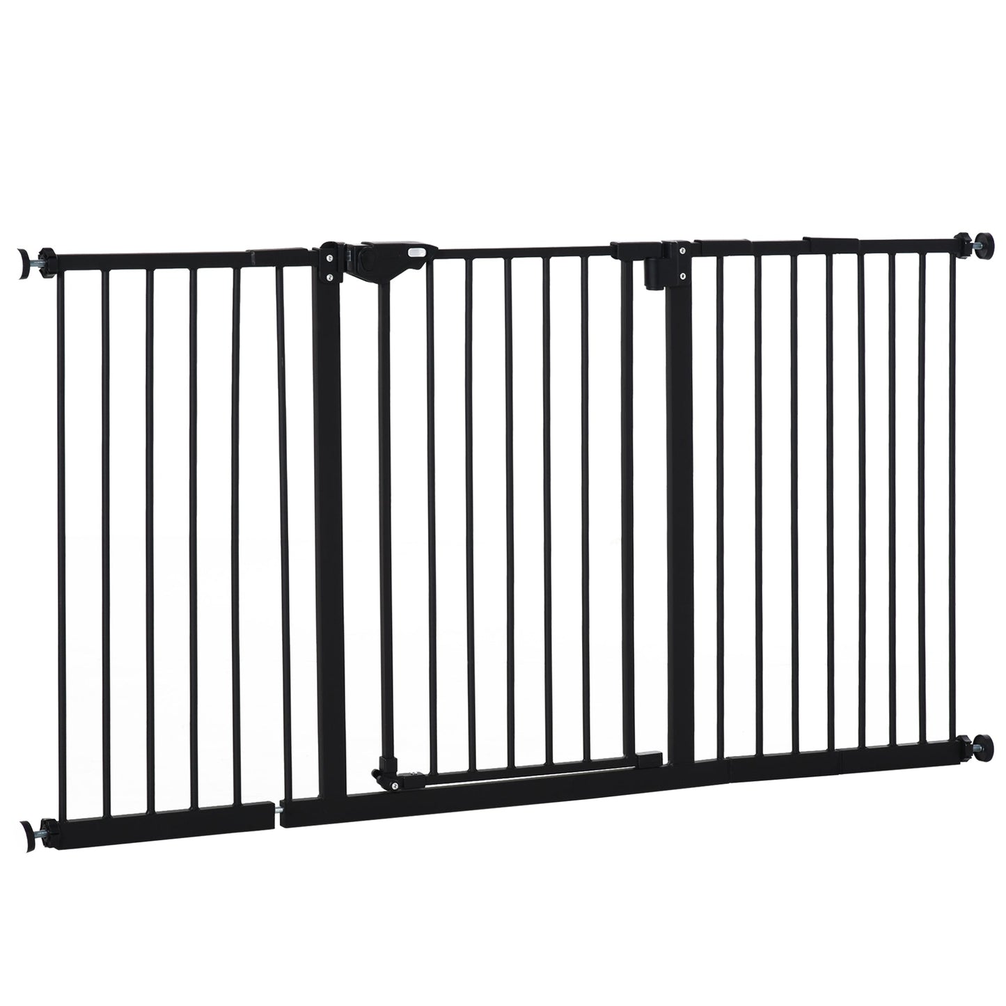 Dog Gate Stair Gate Pressure Fit Pets Barrier Auto Close for Doorway Hallway, 74-148cm Wide Adjustable, Black