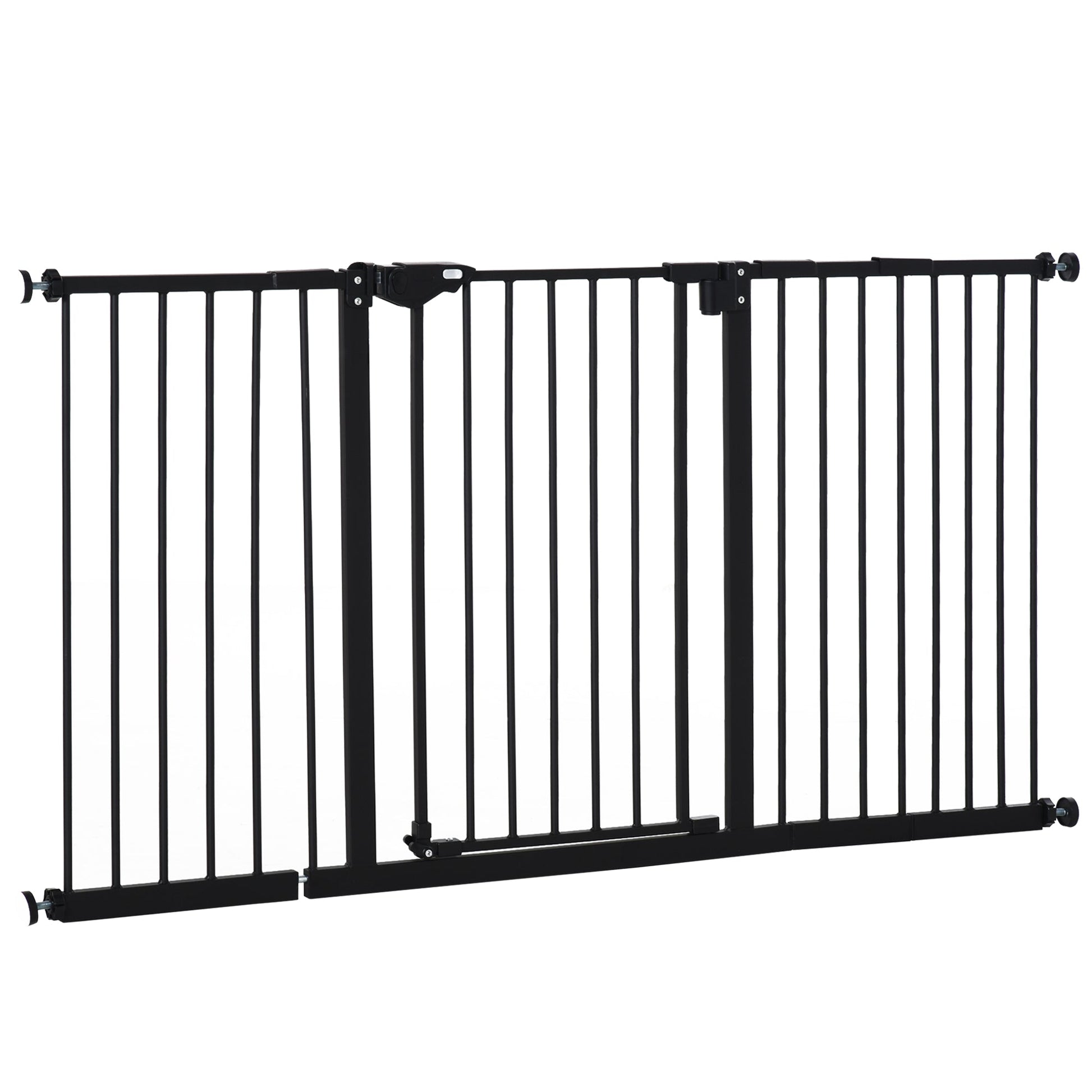 Dog Gate Stair Gate Pressure Fit Pets Barrier Auto Close for Doorway Hallway, 74-148cm Wide Adjustable, Black