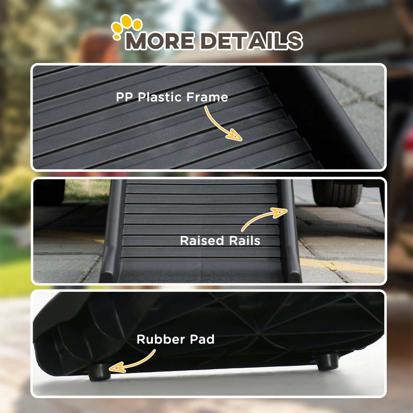 Foldable Pet Ramp Dog Car Ramp for SUVs, Cars - Black