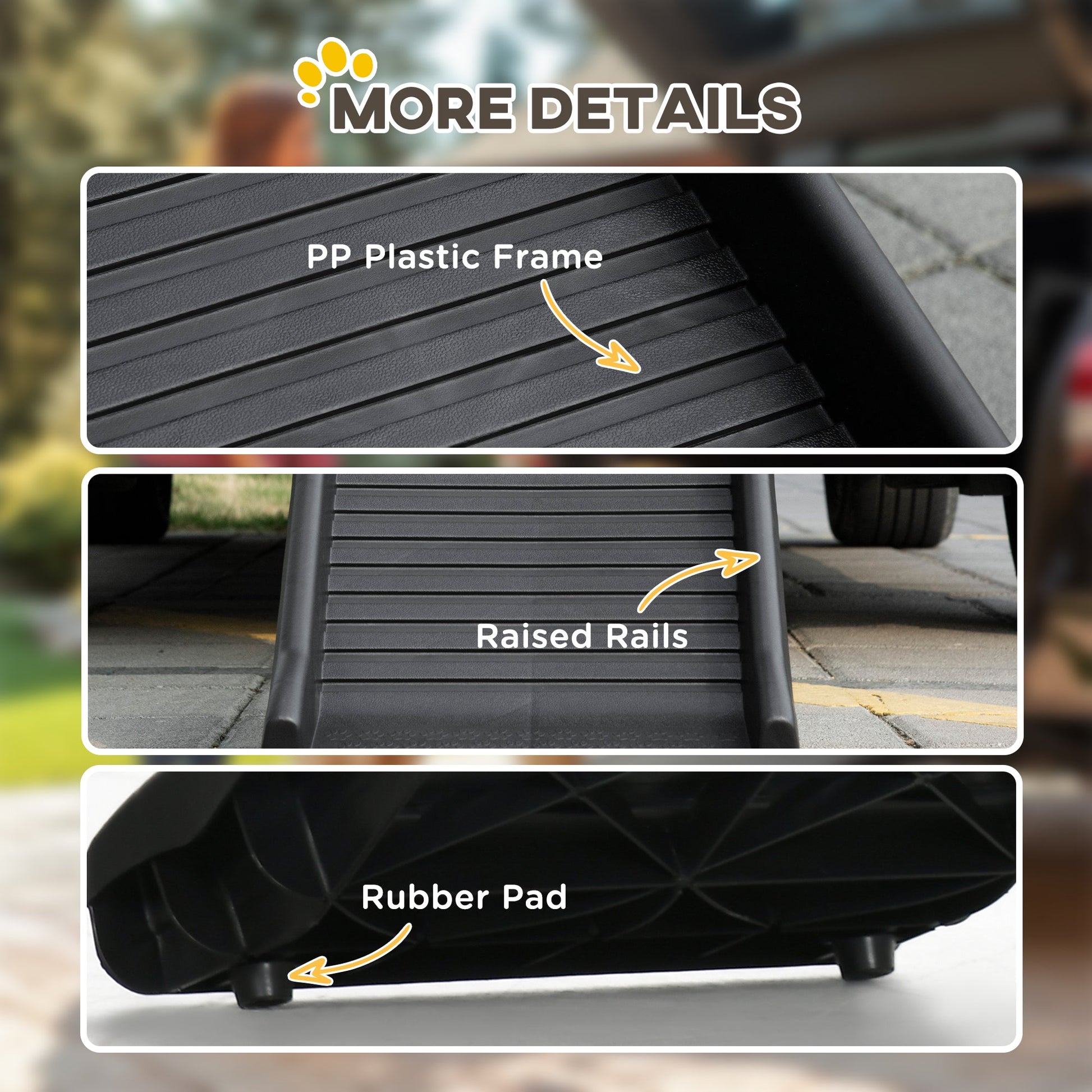 Foldable Pet Ramp Dog Car Ramp for SUVs, Cars - Black