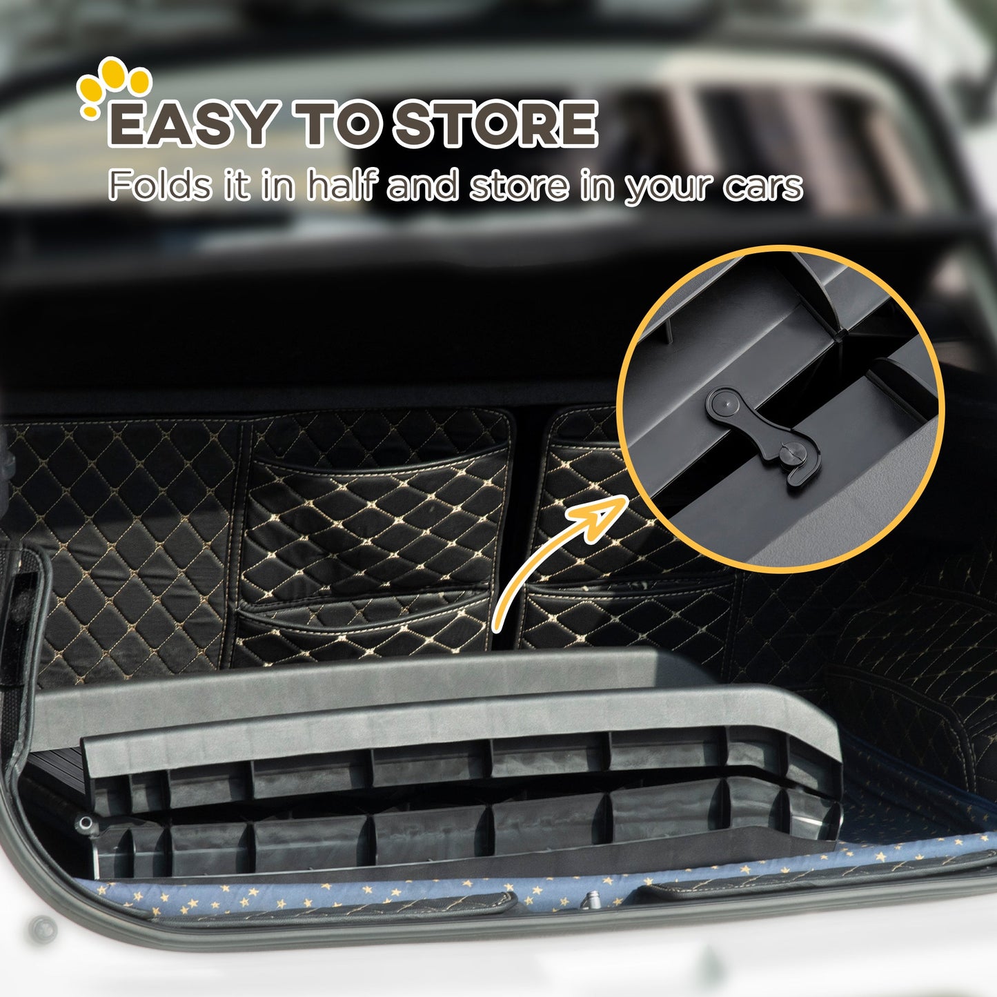 Foldable Pet Ramp Dog Car Ramp for SUVs, Cars - Black