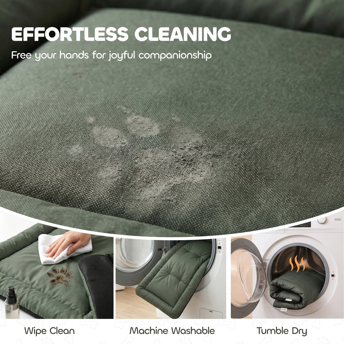 Waterproof Dog Bed, Foldable Pet Bed with Anti-Slip Bottom, Oxford Fabric, Machine Washable, Scratch Resistant Outdoor for Large Dogs and Cats, 130L x 85W x 7H cm, Green