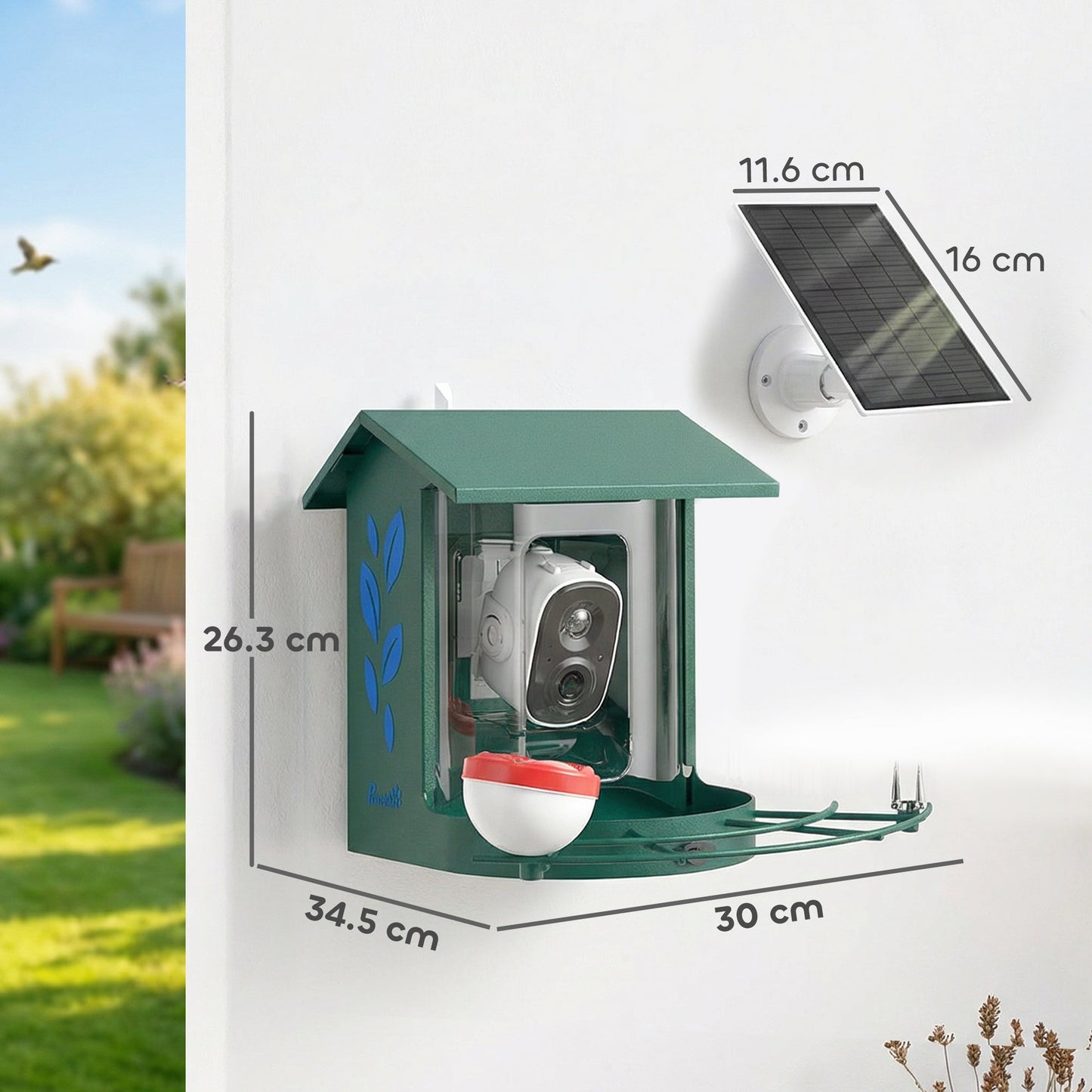 Bird Feeder with Camera, Smart Bird Feeder Camera AI Identifies 16,000+ Species, 2K HD Auto Capture Video, APP Instant Notifications, Hummingbird Feeding Add-ons, 3W Solar Panel, 32GB Card