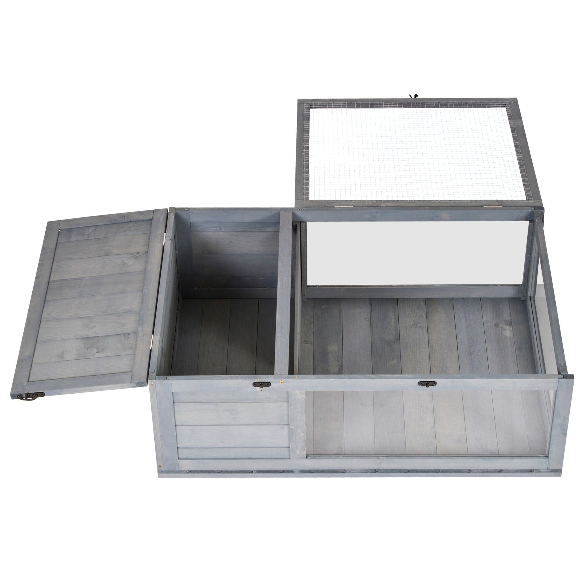 Tortoise House with Mesh Roof, Small Reptile Wooden House, Tortoise Enclosure with Removable Side Panel, for Indoor - Grey